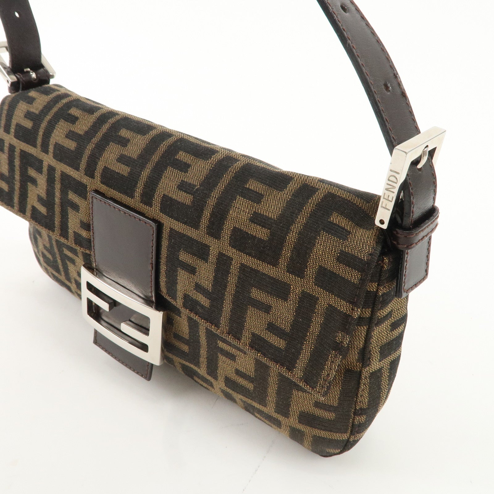 FENDI Mamma Baguette Canvas Shoulder Bag Hand Bag Brown 26424