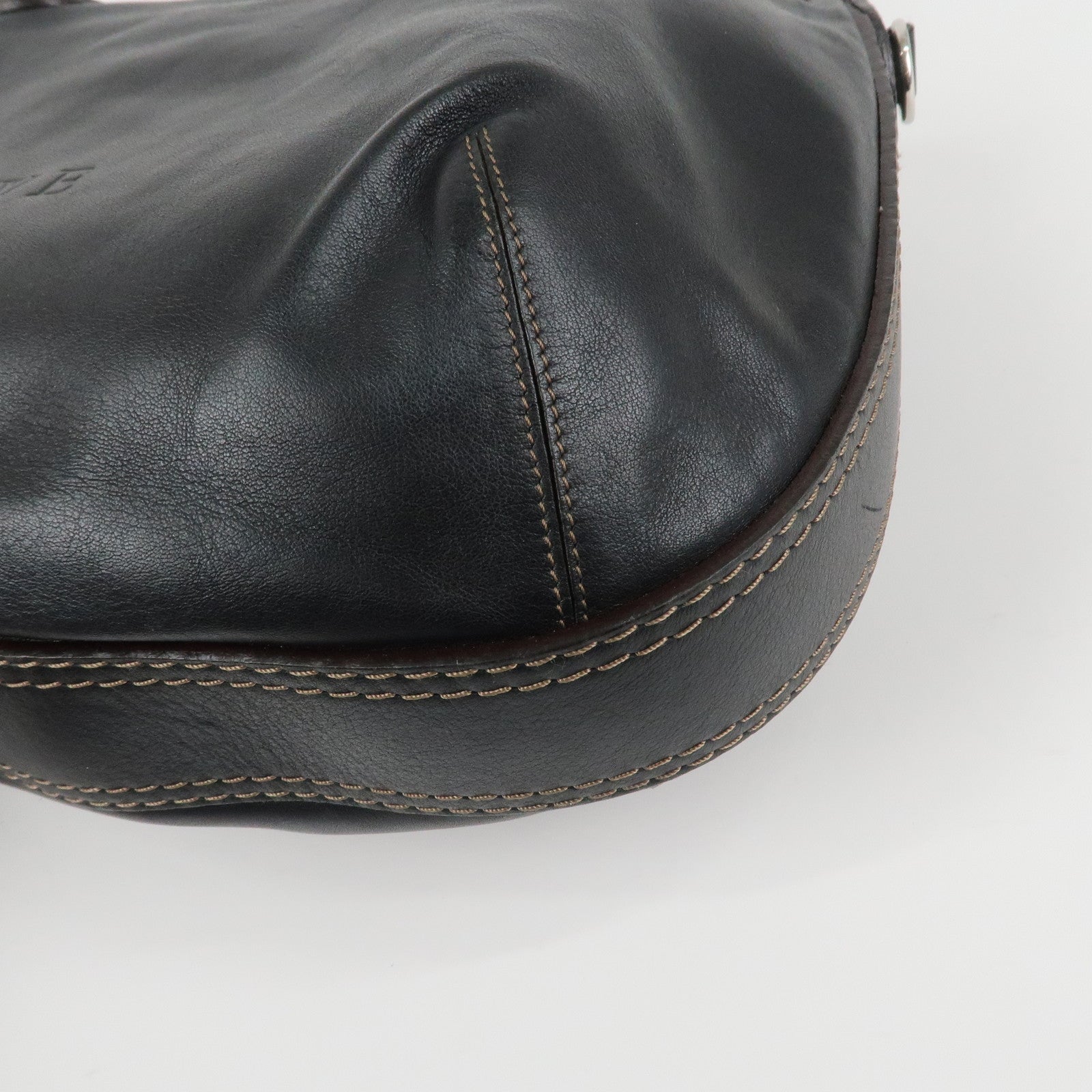 LOEWE Sangria Leather 2Way Tote Bag Black Silver Hardware Used