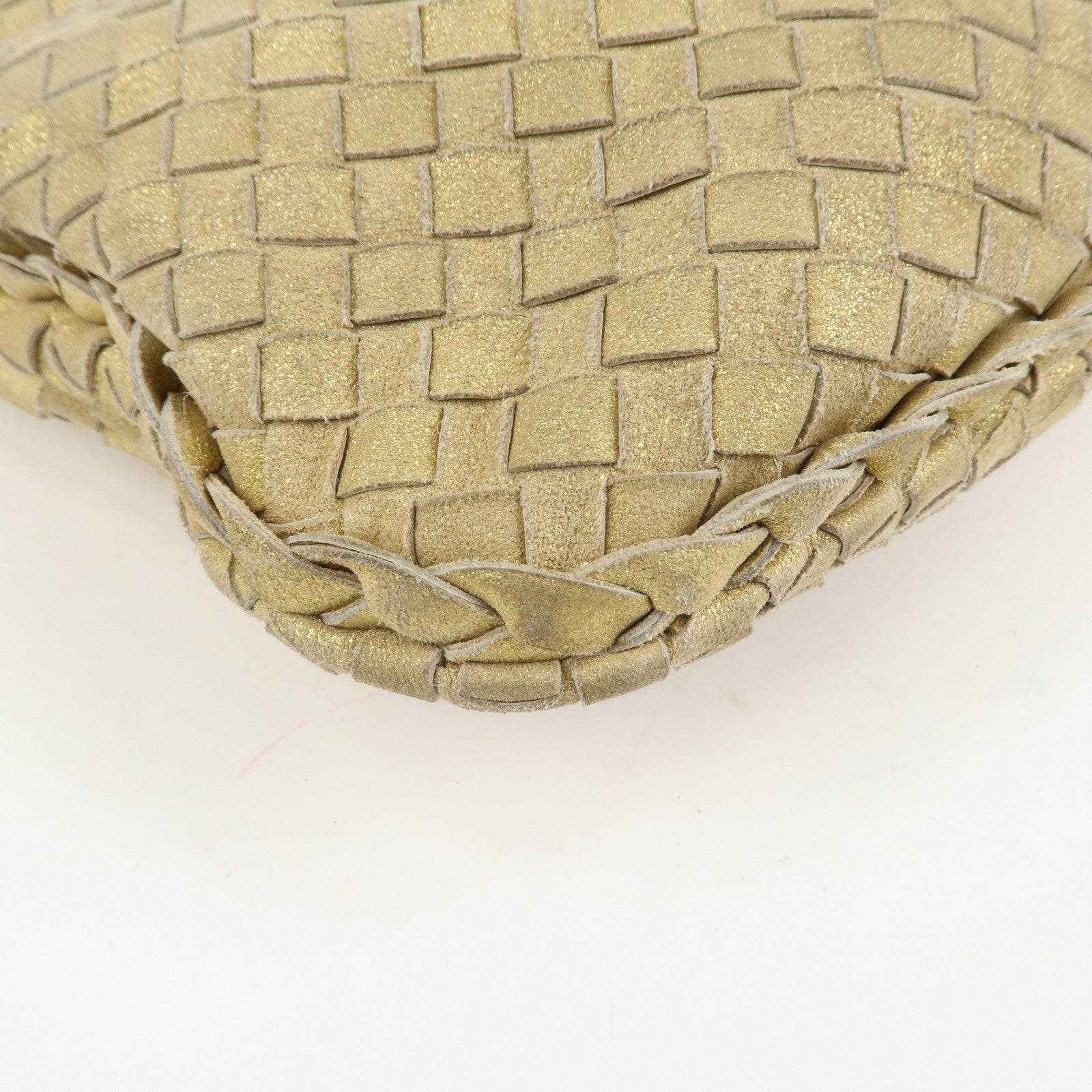 BOTTEGA VENETA Intrecciato Leather Shoulder Bag Gold 115653 Used