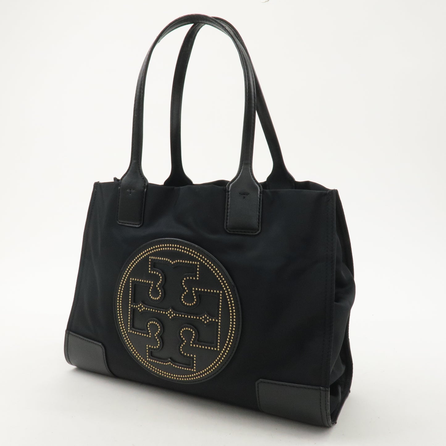 Tory Burch Set of 2 Nylon Leather Tote Bag Hand Bag Black White