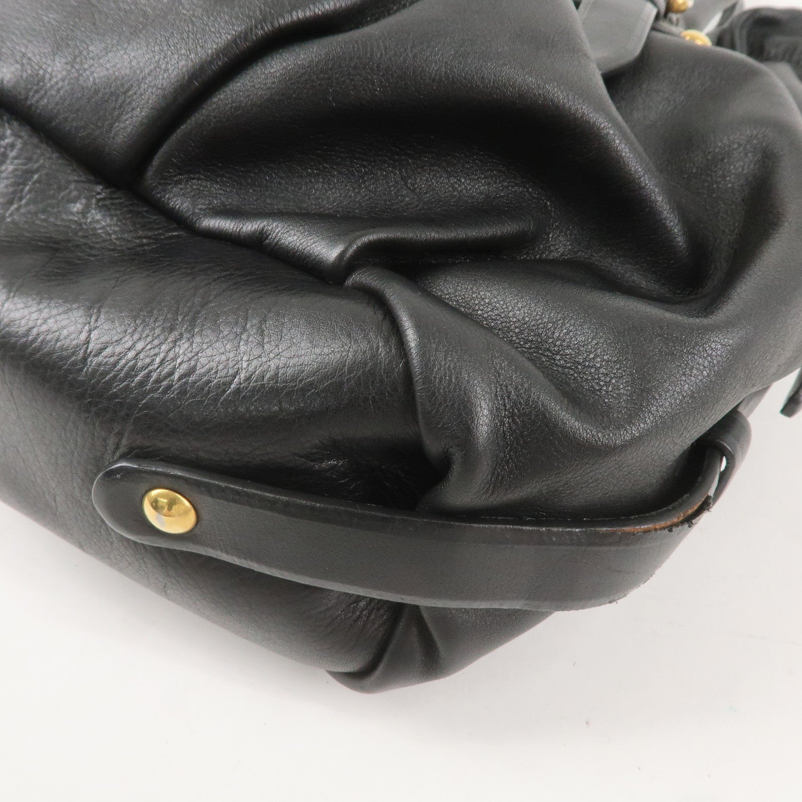 PRADA Logo Leather Gather 2Way Bag Shoulder Bag Black NERO