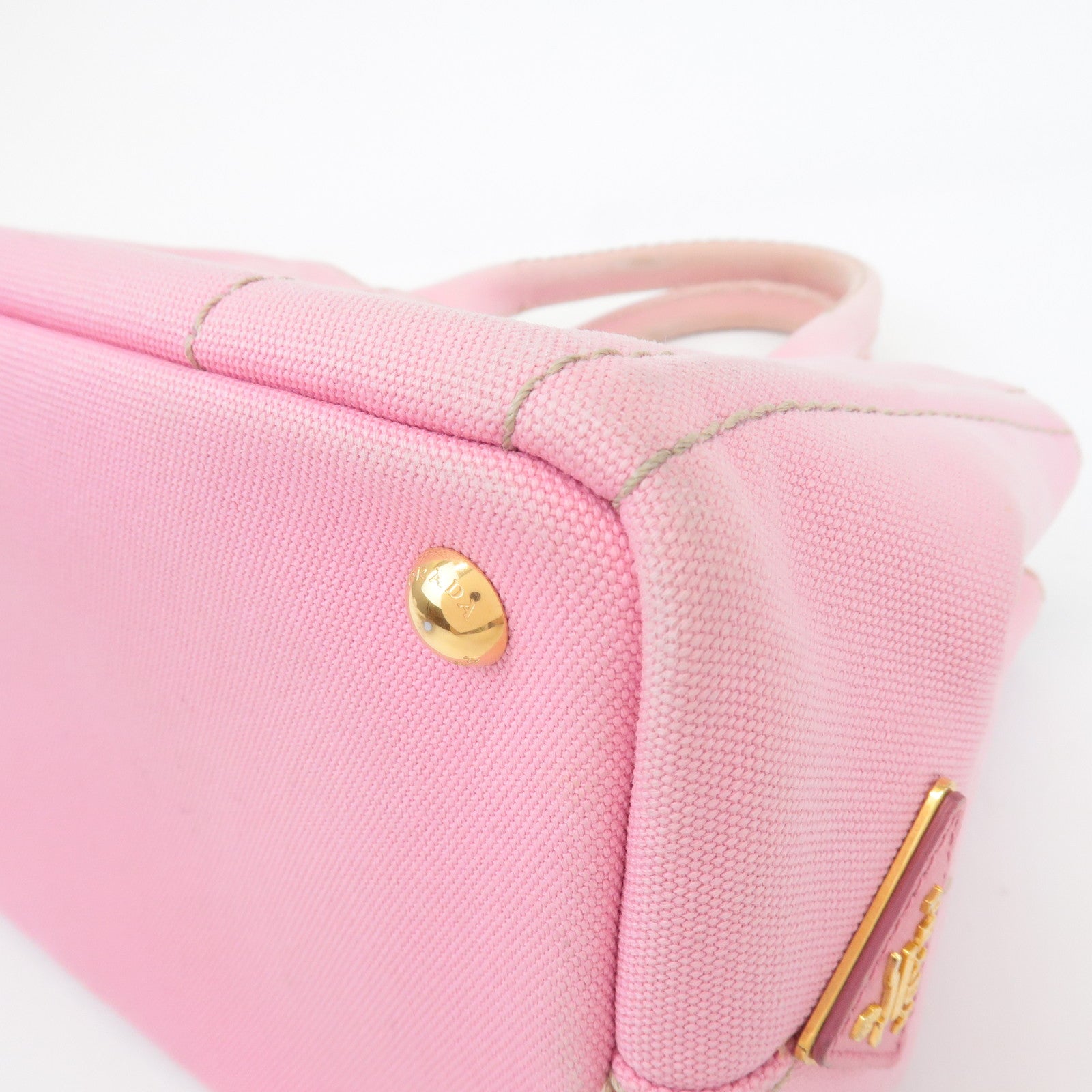 PRADA Logo Canapa Mini Canvas 2Way Bag Hand Bag Pink 1BG439