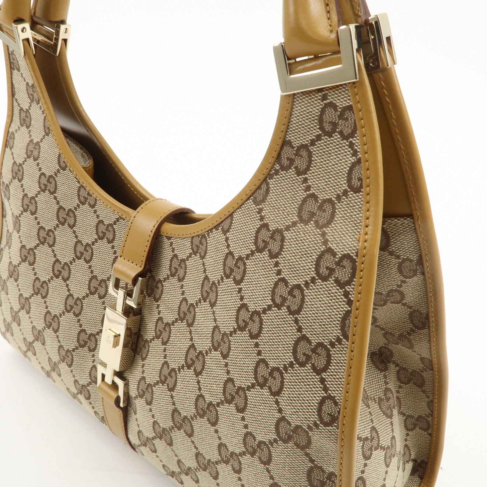 GUCCI Jackie Leather Shoulder Bag Beige 002.1067