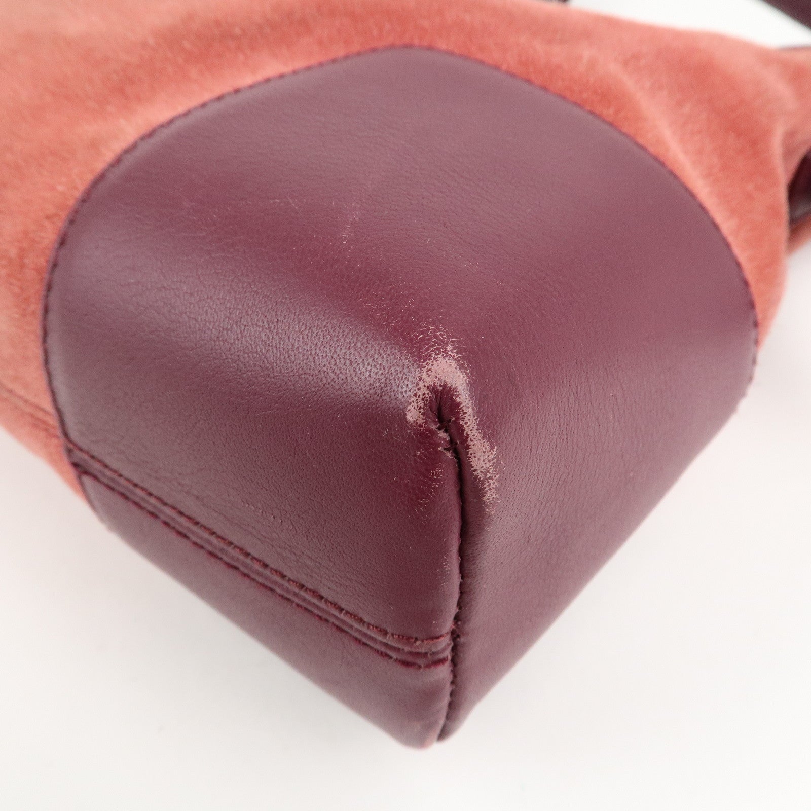 LOEWE Anagram Suede Leather Shoulder Bag Red Purple