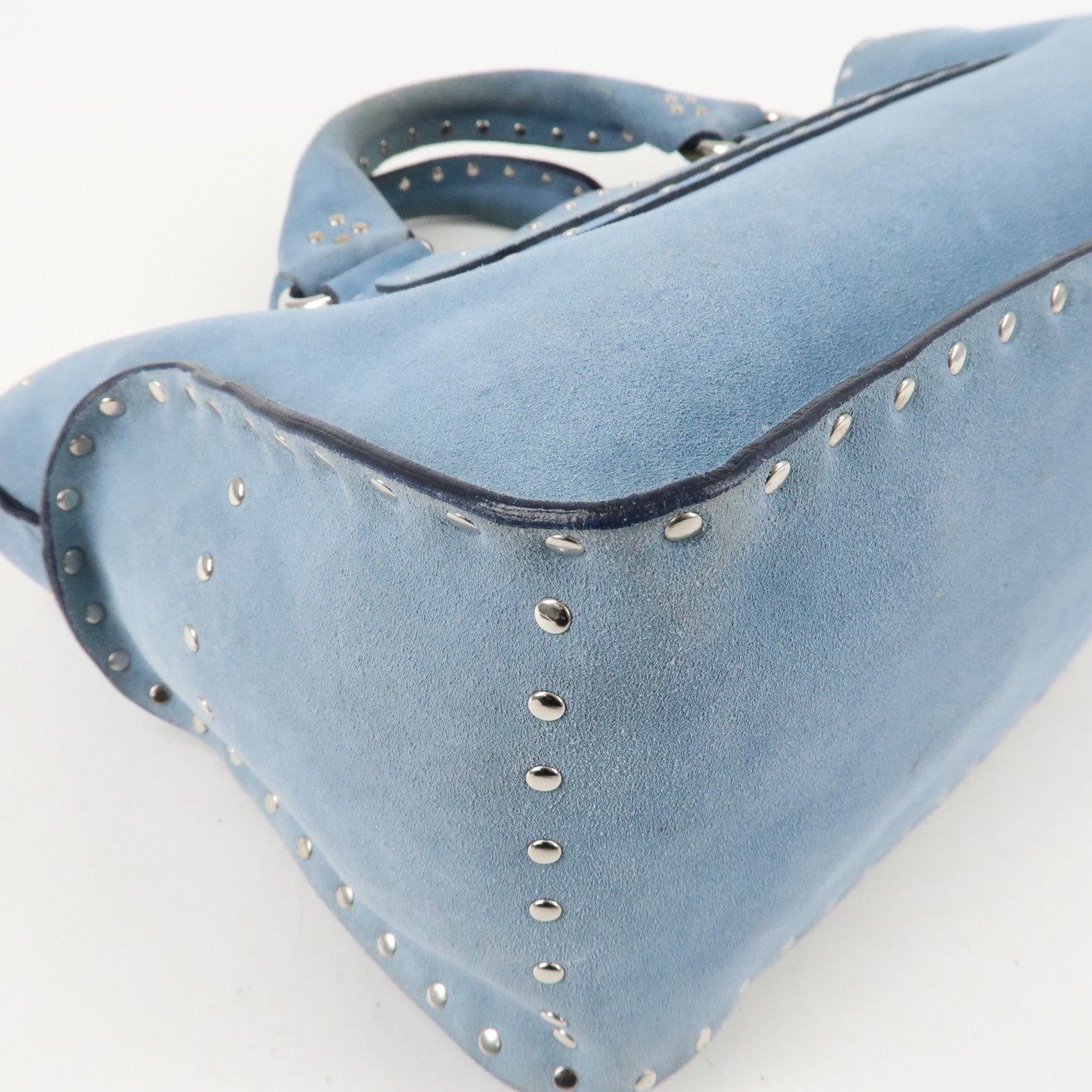 CELINE Suede Hand Bag Tote Bag Blue CE00/23