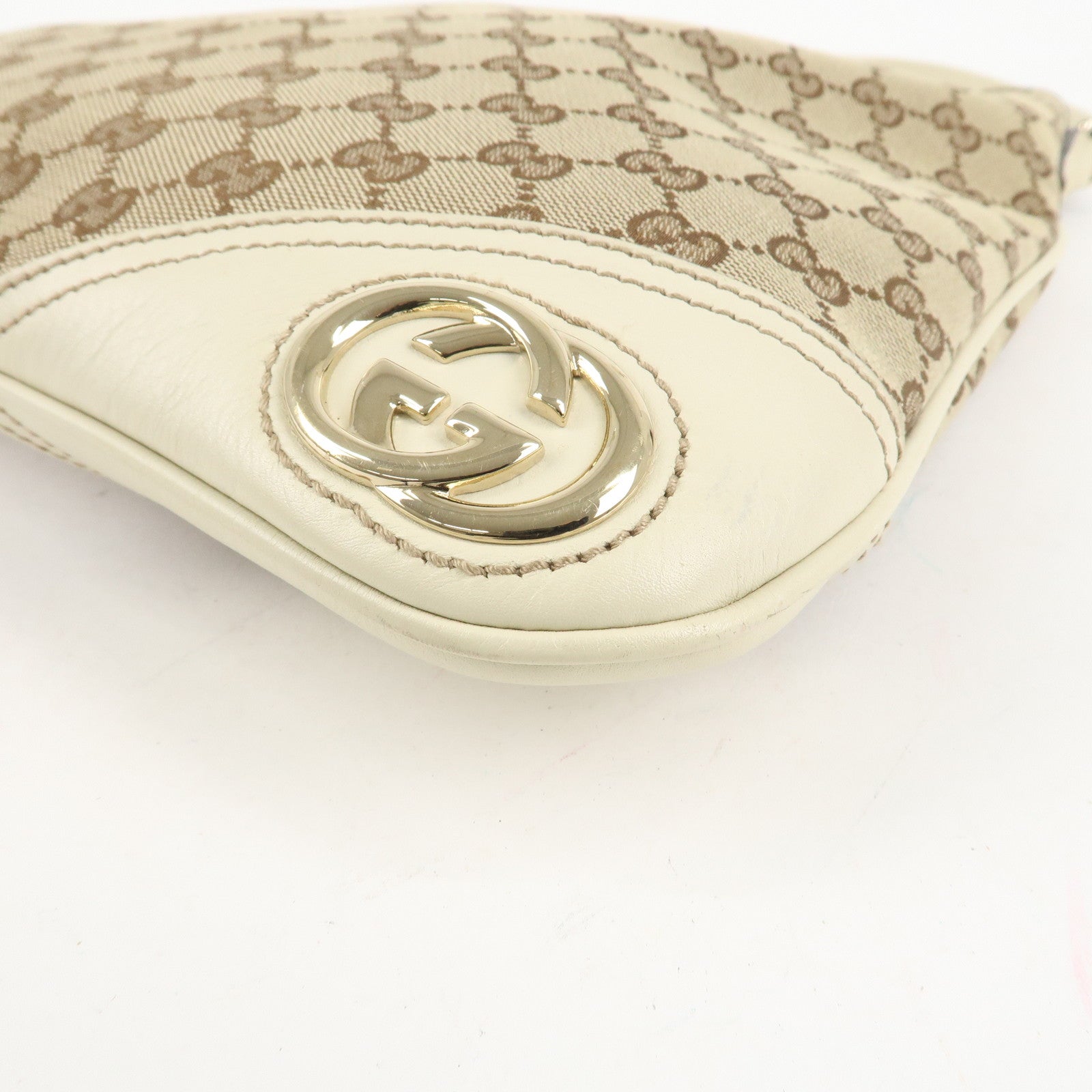 GUCCI New Britt GG Canvas Leather Shoulder Bag Beige Ivory 169947