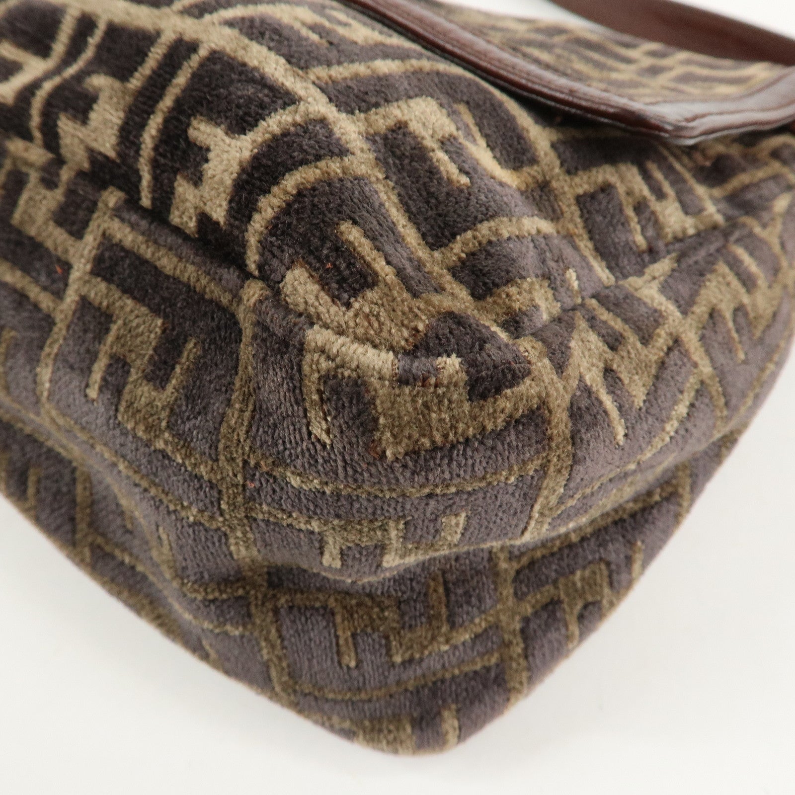 FENDI Mamma Baguette Zucca Pile Leather Shoulder Bag 8BR001 Used