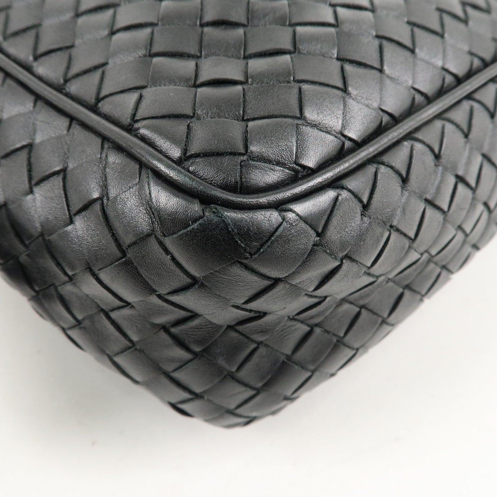 BOTTEGA VENETA Intrecciato Leather Shoulder Bag Black 180215