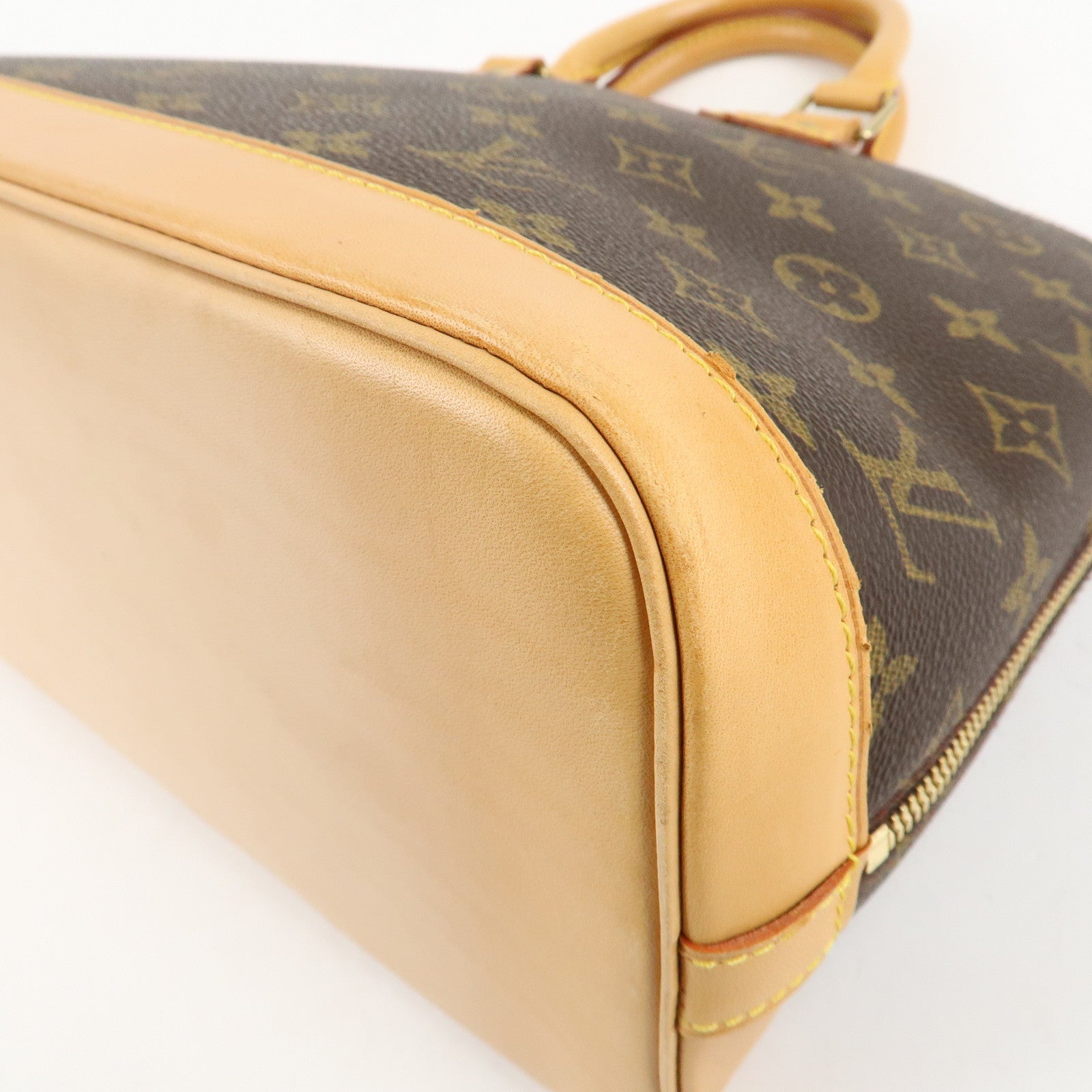 Louis Vuitton Monogram Alma Hand Bag Brown Gold Hardware M51130