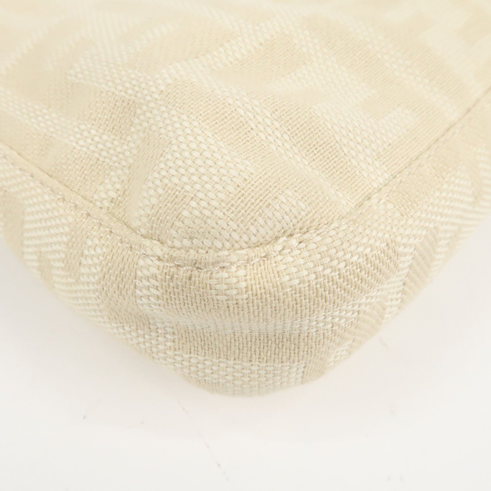 FENDI Mamma Baguette Zucca Canvas Shoulder Bag Beige White 26424 Used