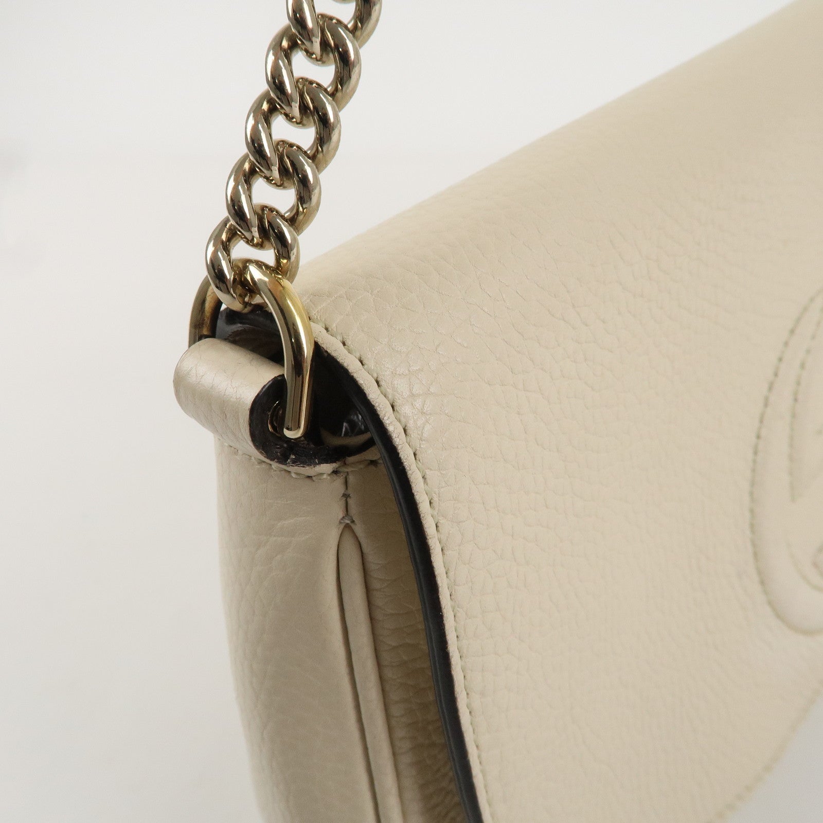 GUCCI Soho Leather Chain Shoulder Bag Ivory 536224