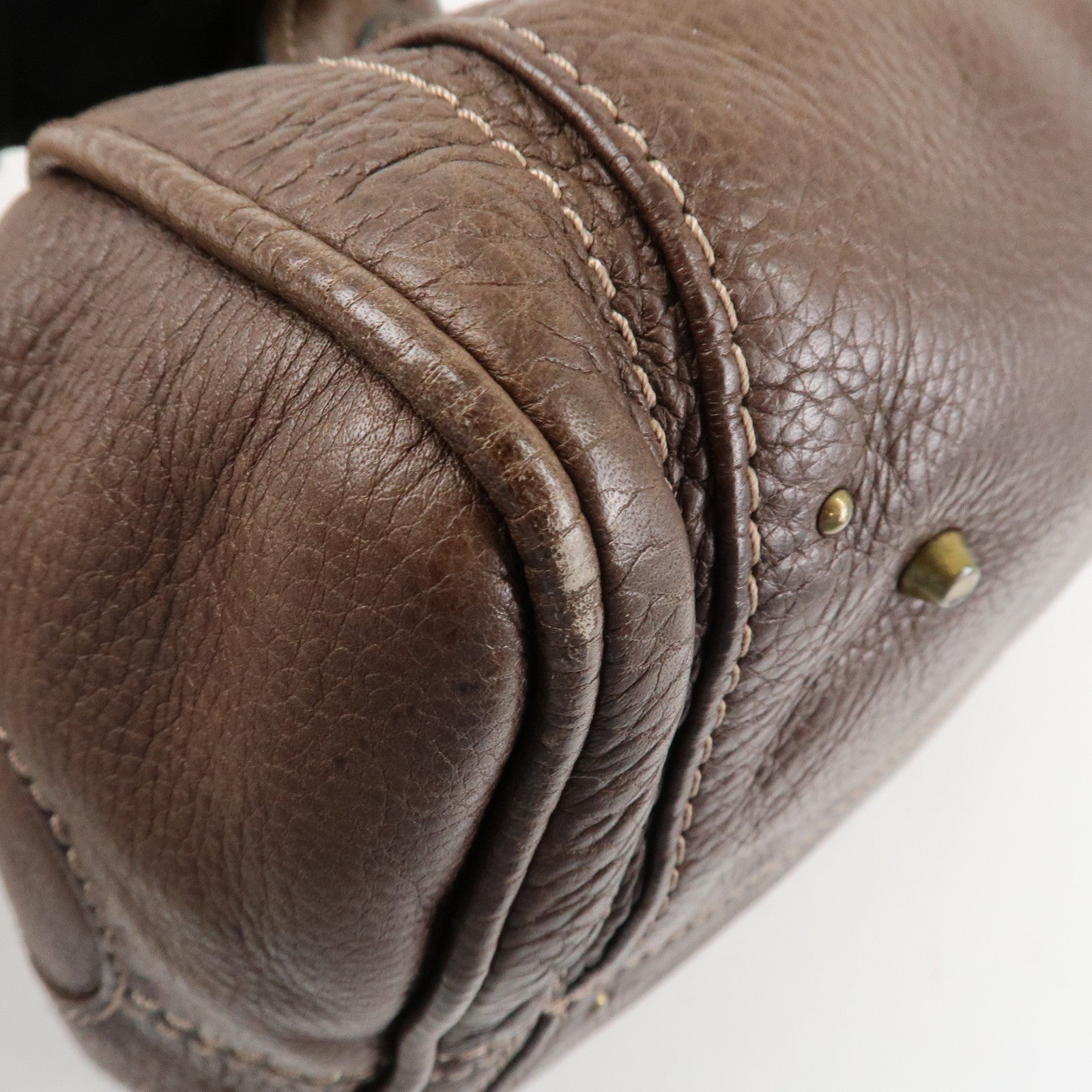 Chloe Paddington Leather Hand Bag Shoulder Bag Medium Brown Used