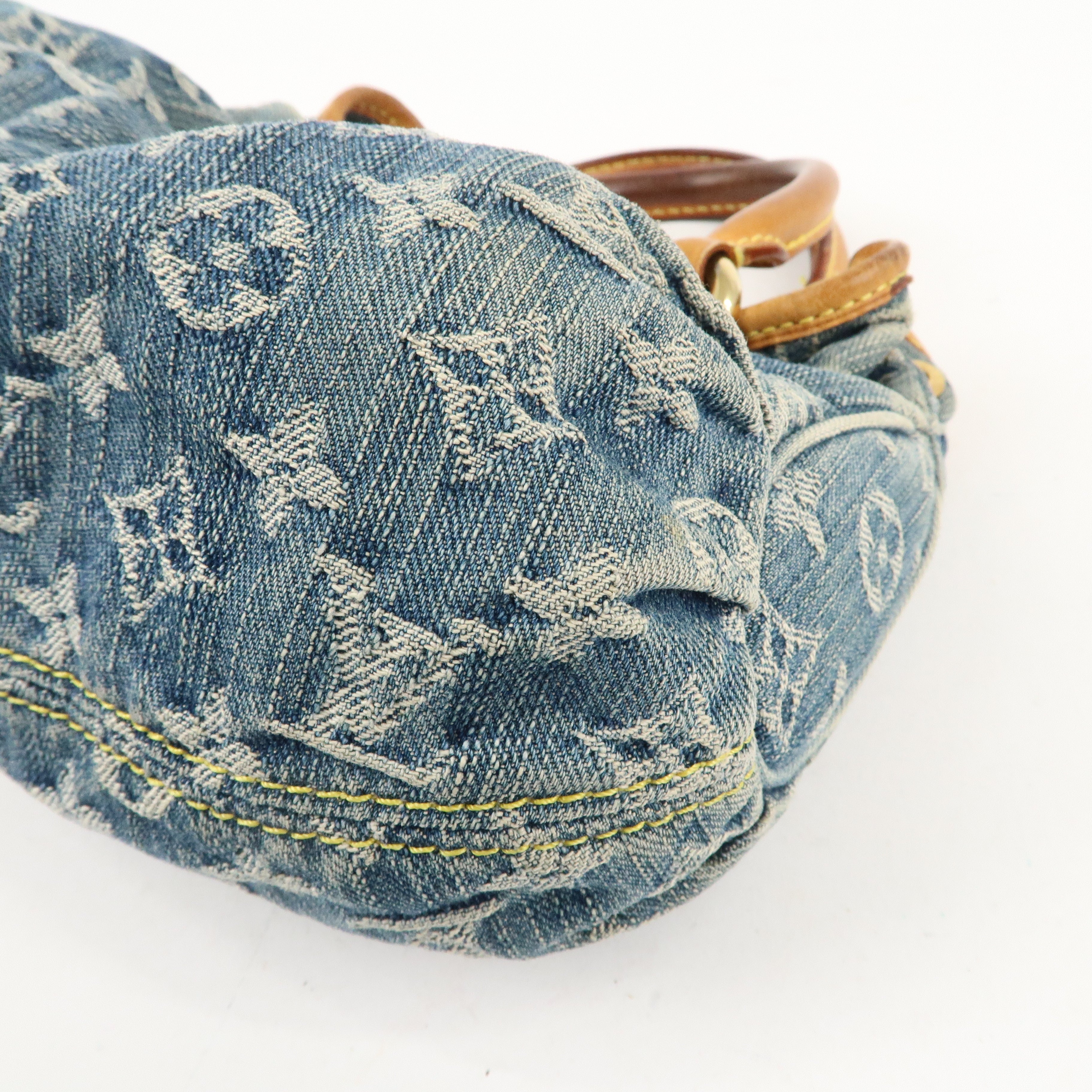 Louis Vuitton Monogram Denim Pleaty Hand Bag Blue M95020