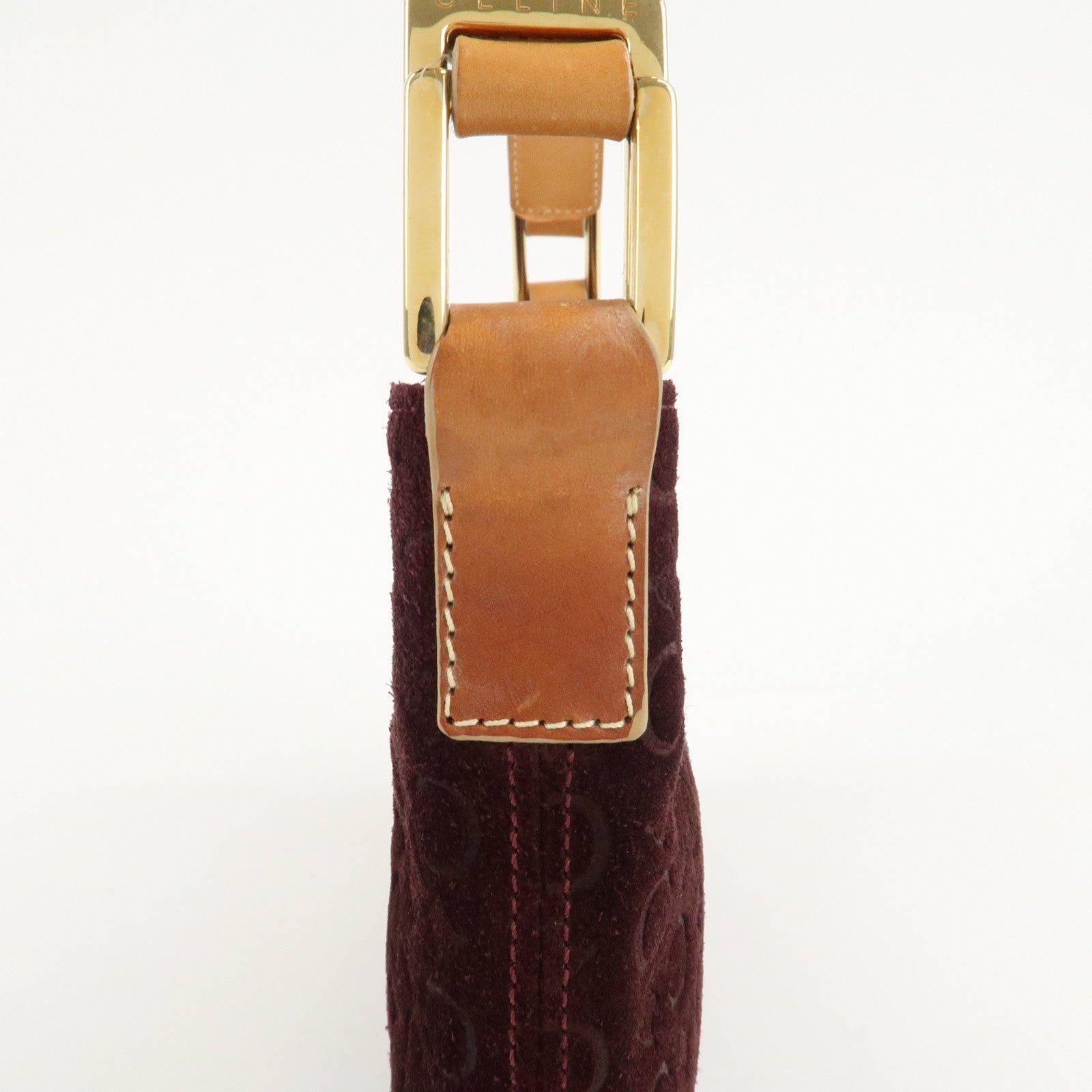 CELINE Suede Shoulder Bag Wine Beige MC00/2 Used