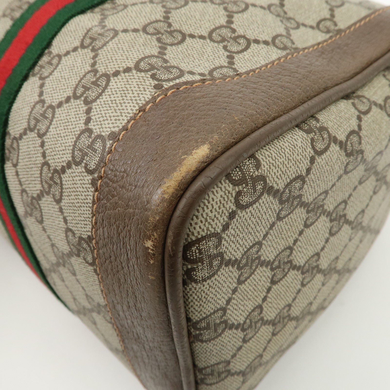 GUCCI Old Gucci Sherry GG Plus Leather Boston Bag 002.98.8