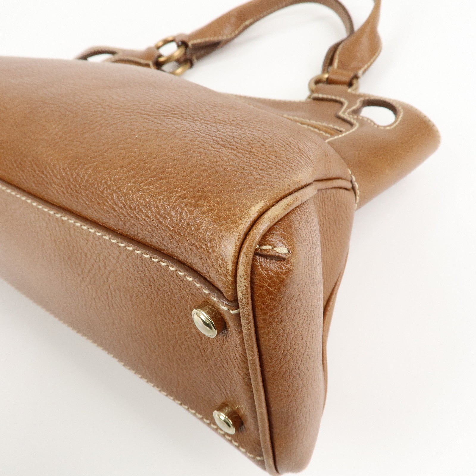 Cartier Leather Marcello de Cartier SM Hand Bag Brown Used