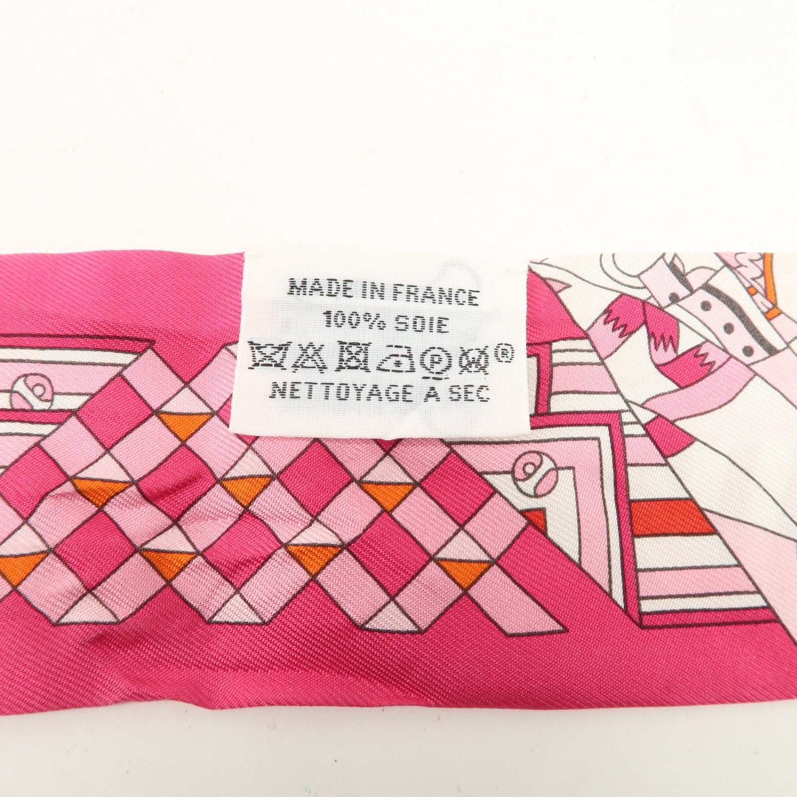 HERMES Silk 100% Twilly Scarf De l'Ombrelle aux Duels Pink Used