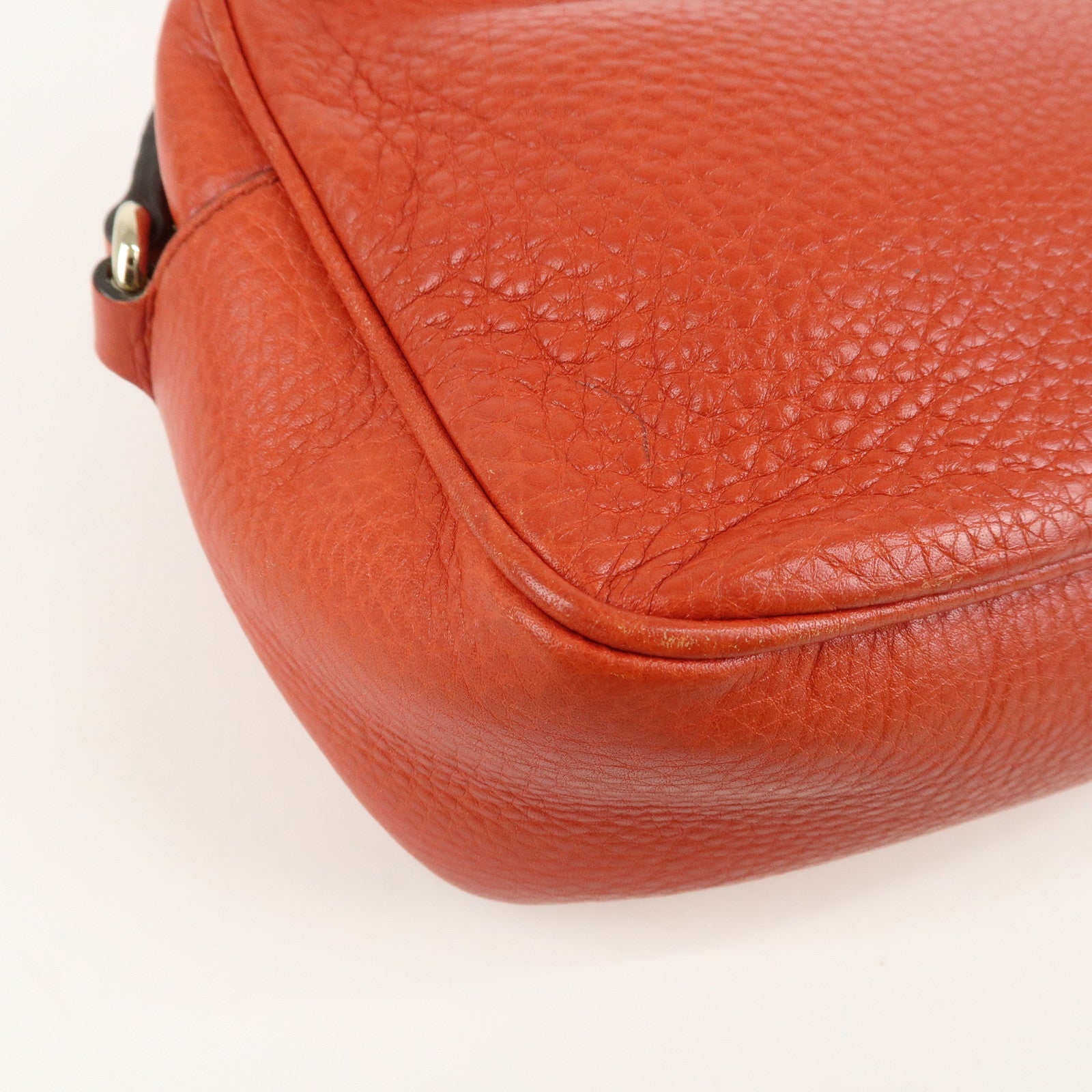 GUCCI SOHO Small Disco Leather Shoulder Bag Orange 308364 Used