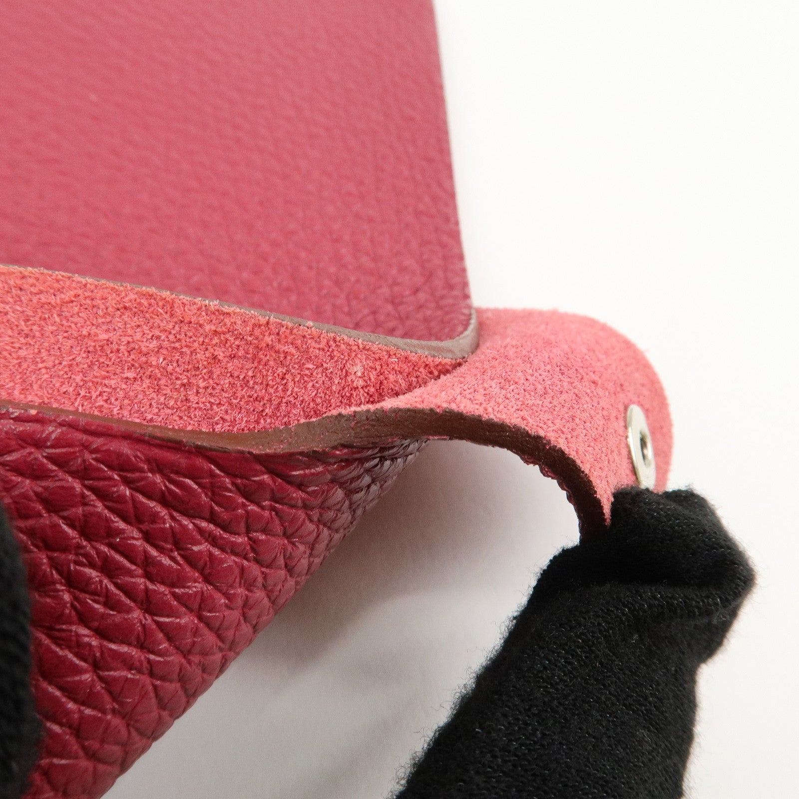 HERMES Togo Leather Ulysse MM □N Stamped Notebook Cover Ruby Used