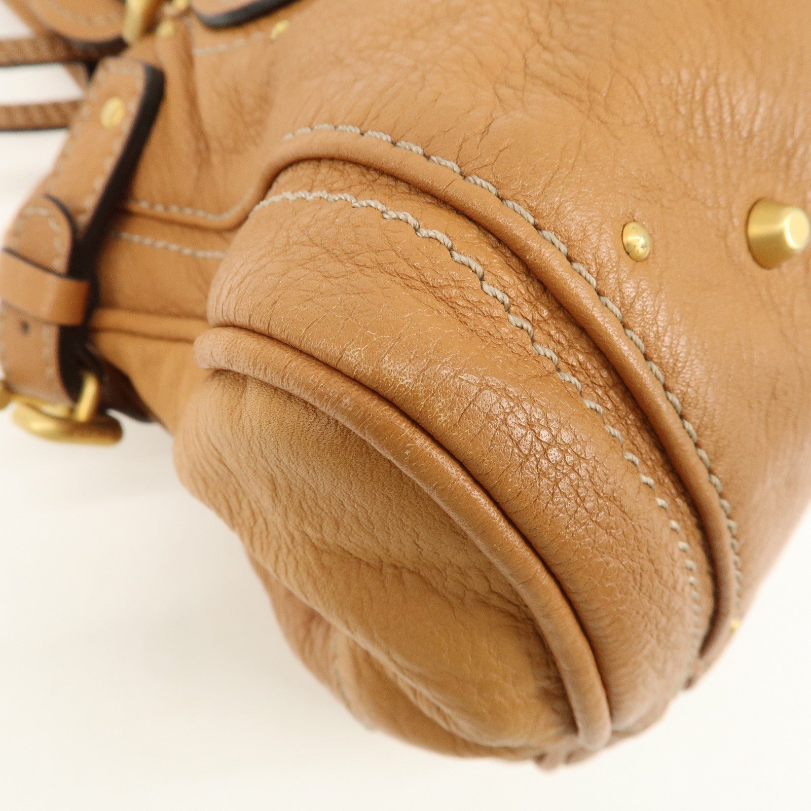 Chloe Paddington Leather Medium Hand Bag Shoulder Bag Brown Used