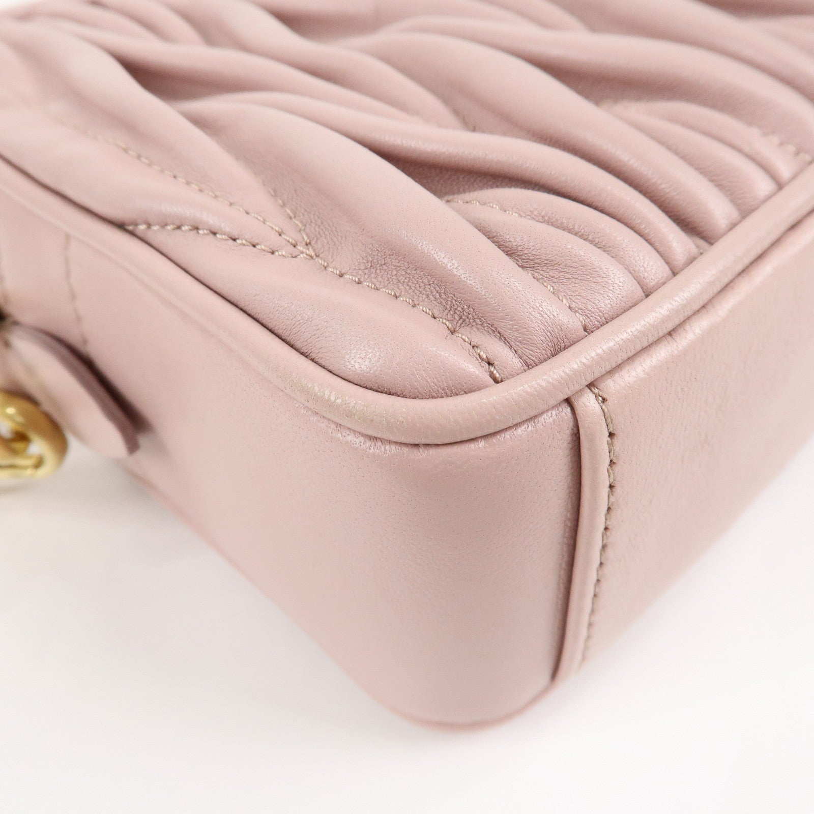 MIU MIU Matelasse Leather Chain Shoulder Bag Pink Beige