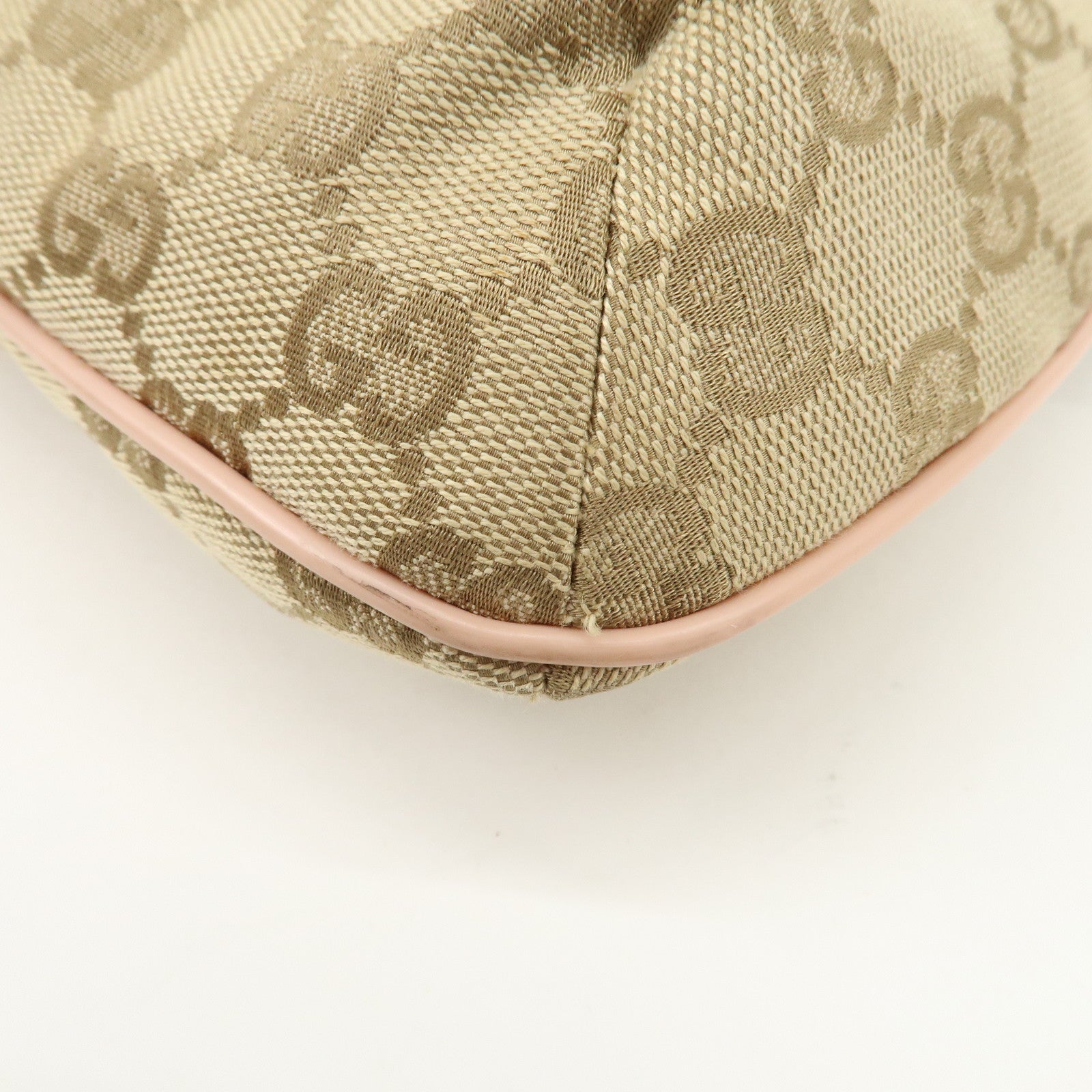 GUCCI GG Canvas Leather Shoulder Bag Beige Pink 189749