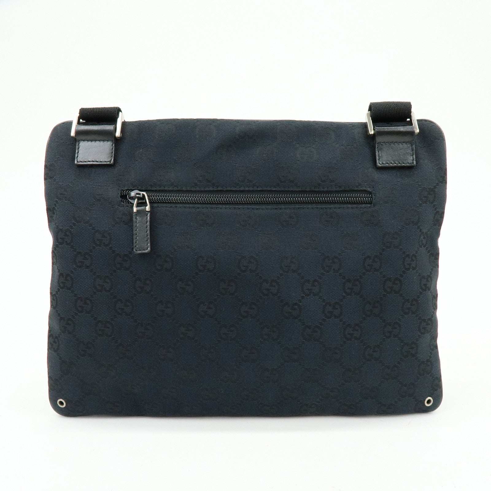 GUCCI GG Canvas Leather Shoulder Bag Crossbody Bag Black 90476