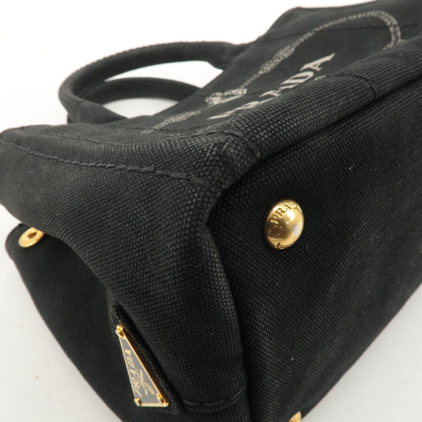 PRADA Canapa Mini Canvas 2Way Bag Hand Bag Black B2439G