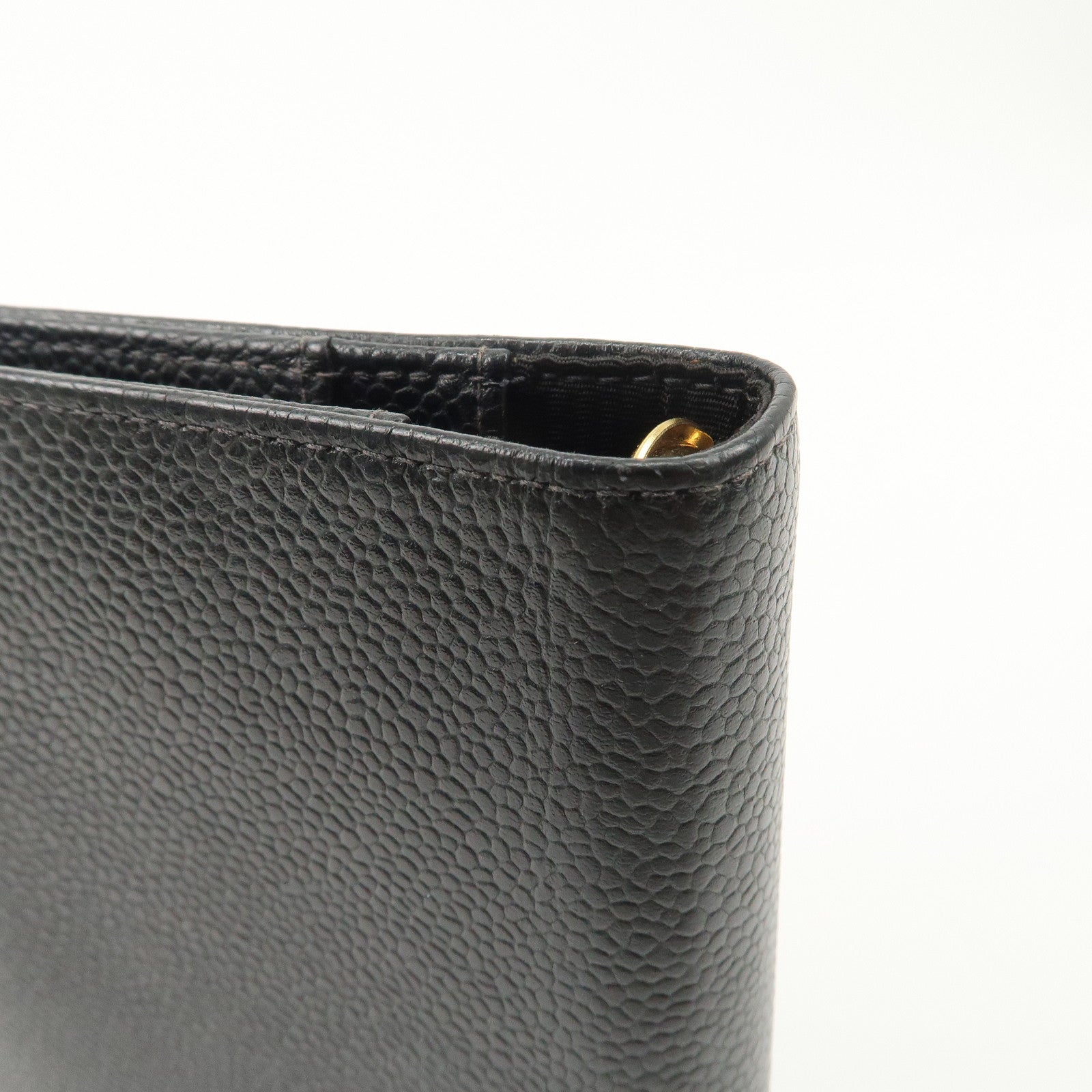 CHANEL Caviar Skin COCO Mark Planner Cover Black Used