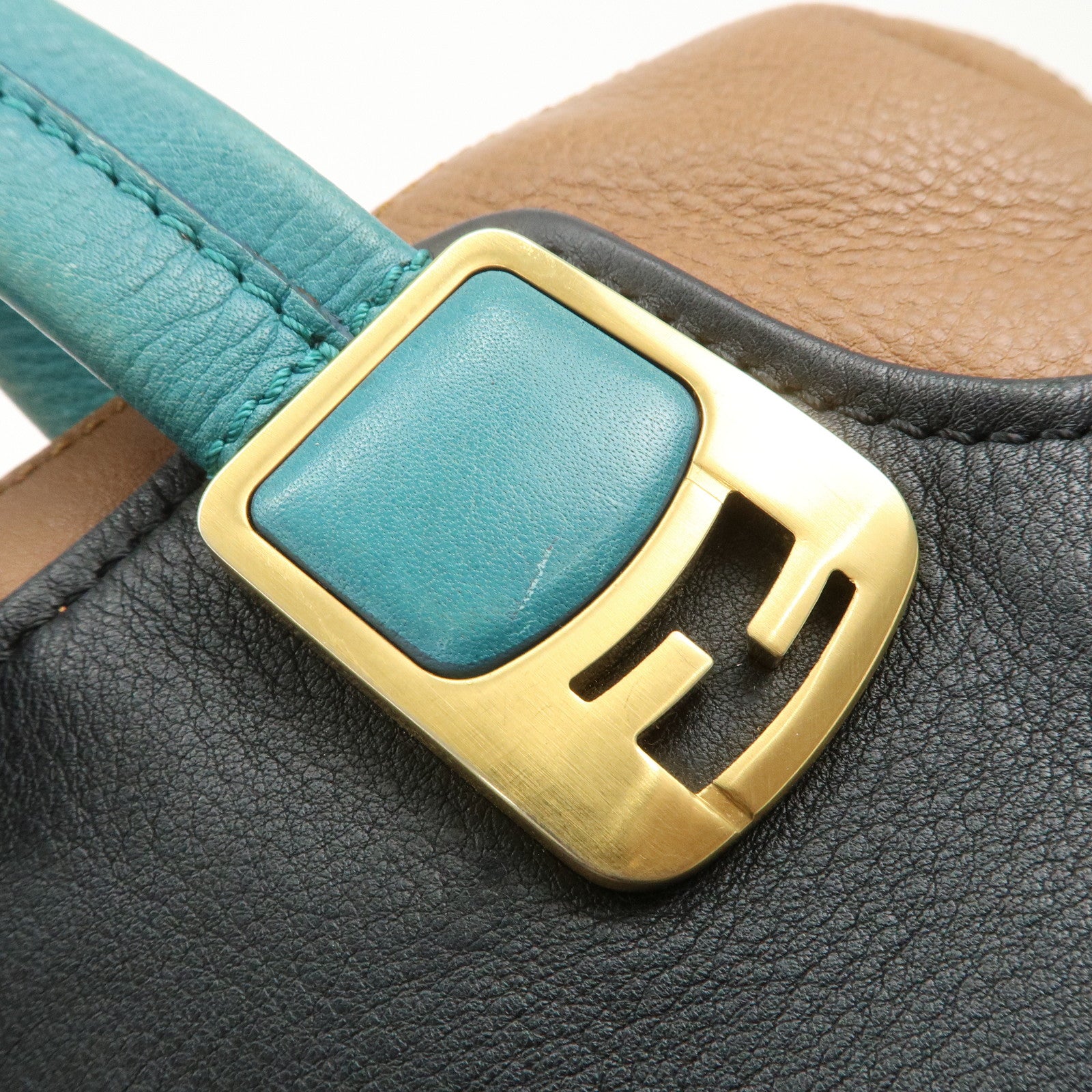 FENDI Cameleon Leather 2WAY Bag Black Brown Blue Red 8BL110 Used