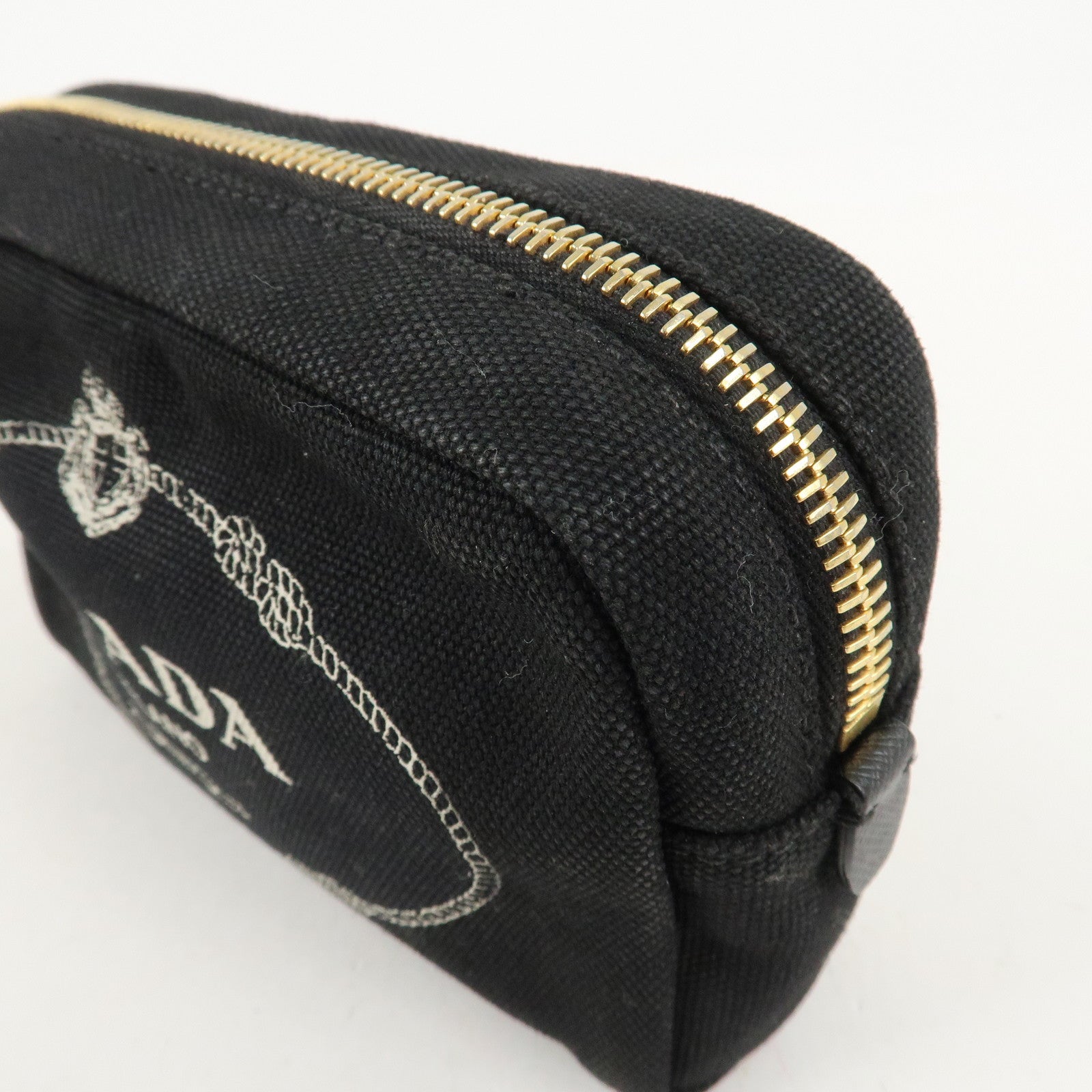 PRADA Canvas Pouch Cosmetic Pouch Black