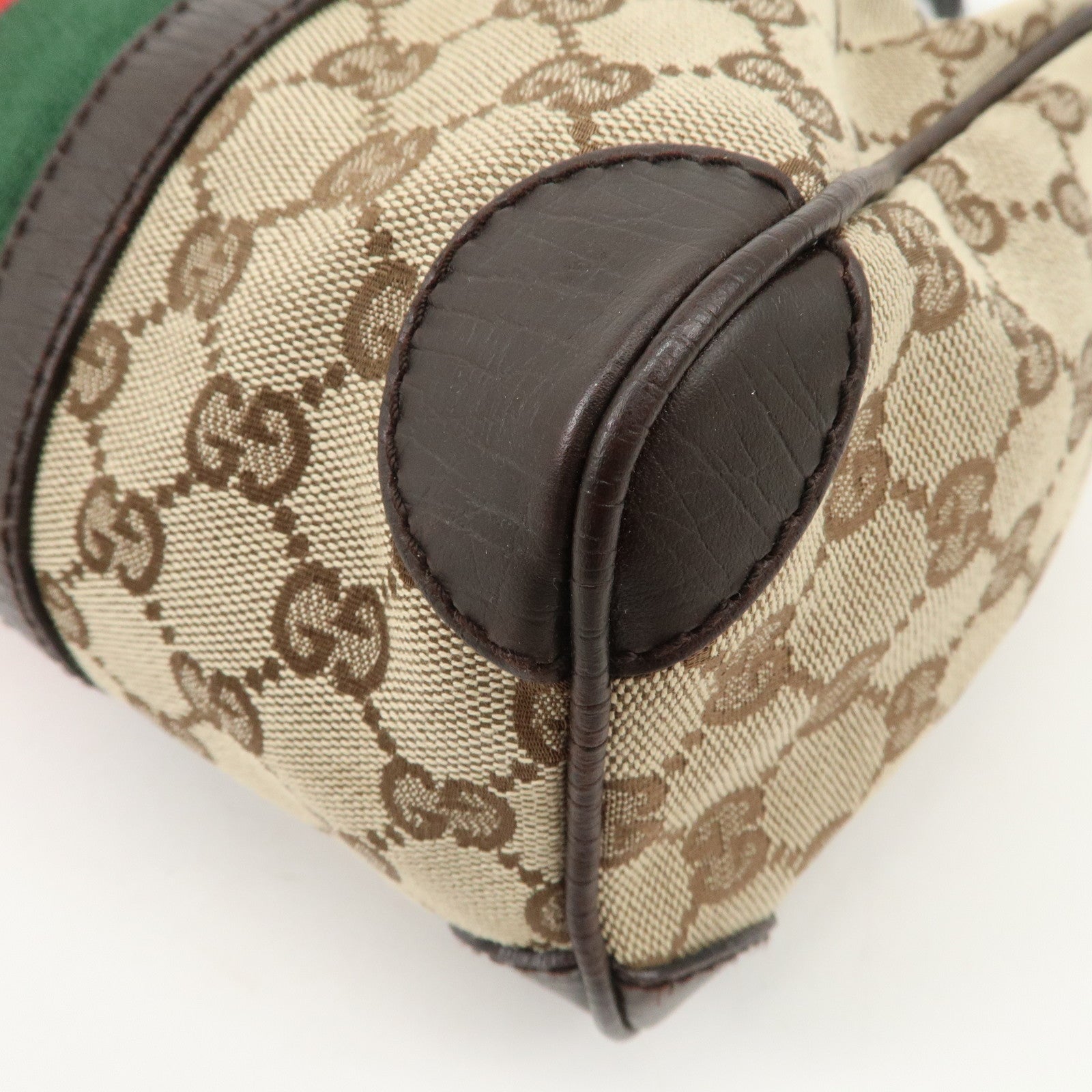 GUCCI GG Canvas Leather Mini Boston Bag Beige Brown 30458