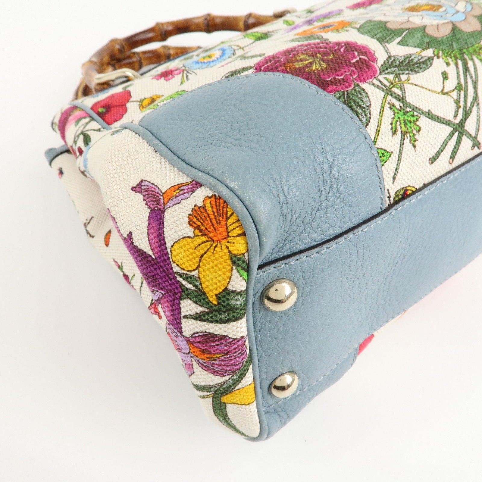 GUCCI Bamboo Canvas Leather 2Way Bag Flora Japan Limited 336032 Used
