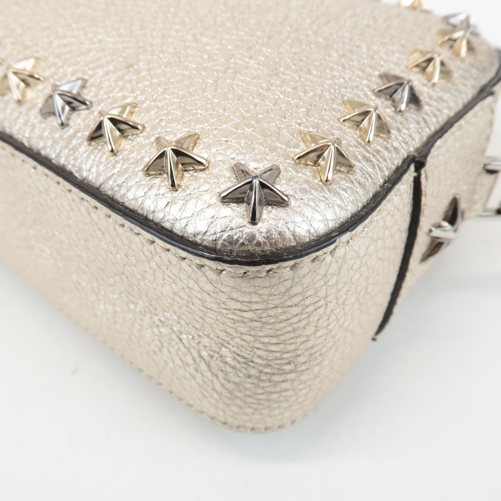 JIMMY CHOO Leather Studs Small Shoulder Bag Silver Used