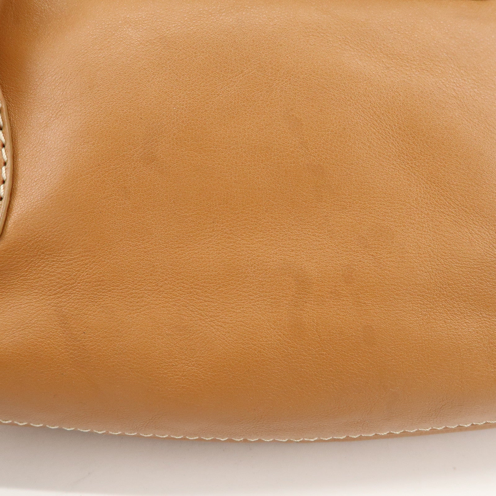 CELINE Leather Large Chouquette Shoulder Bag Light Brown Used