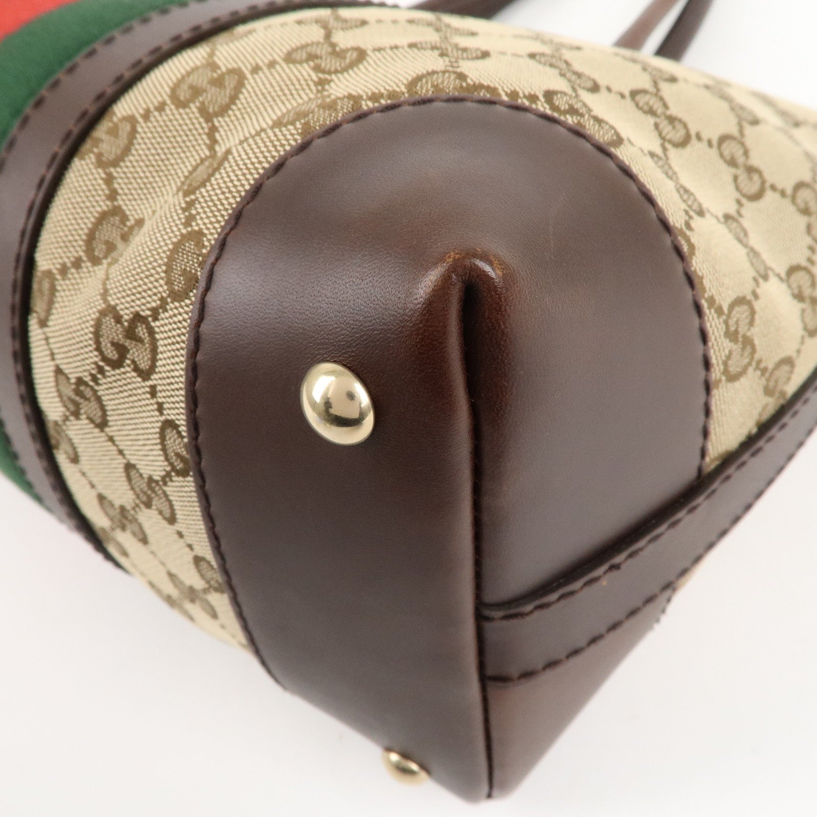 GUCCI Sherry GG Canvas Leather Tote Bag Hand Bag 257341