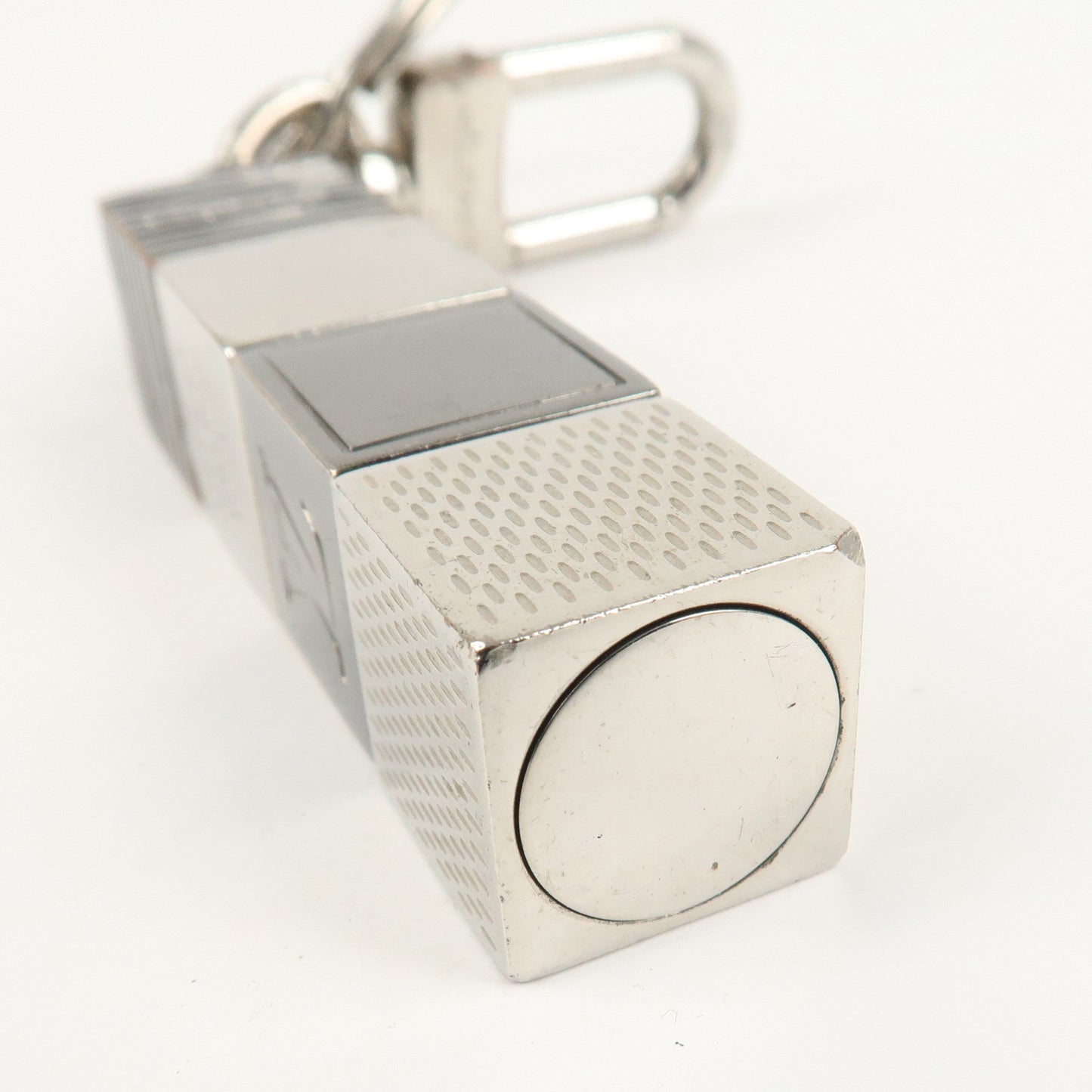 Louis Vuitton Porte Cles Cube Bag Key Charm Silver Gray M67142