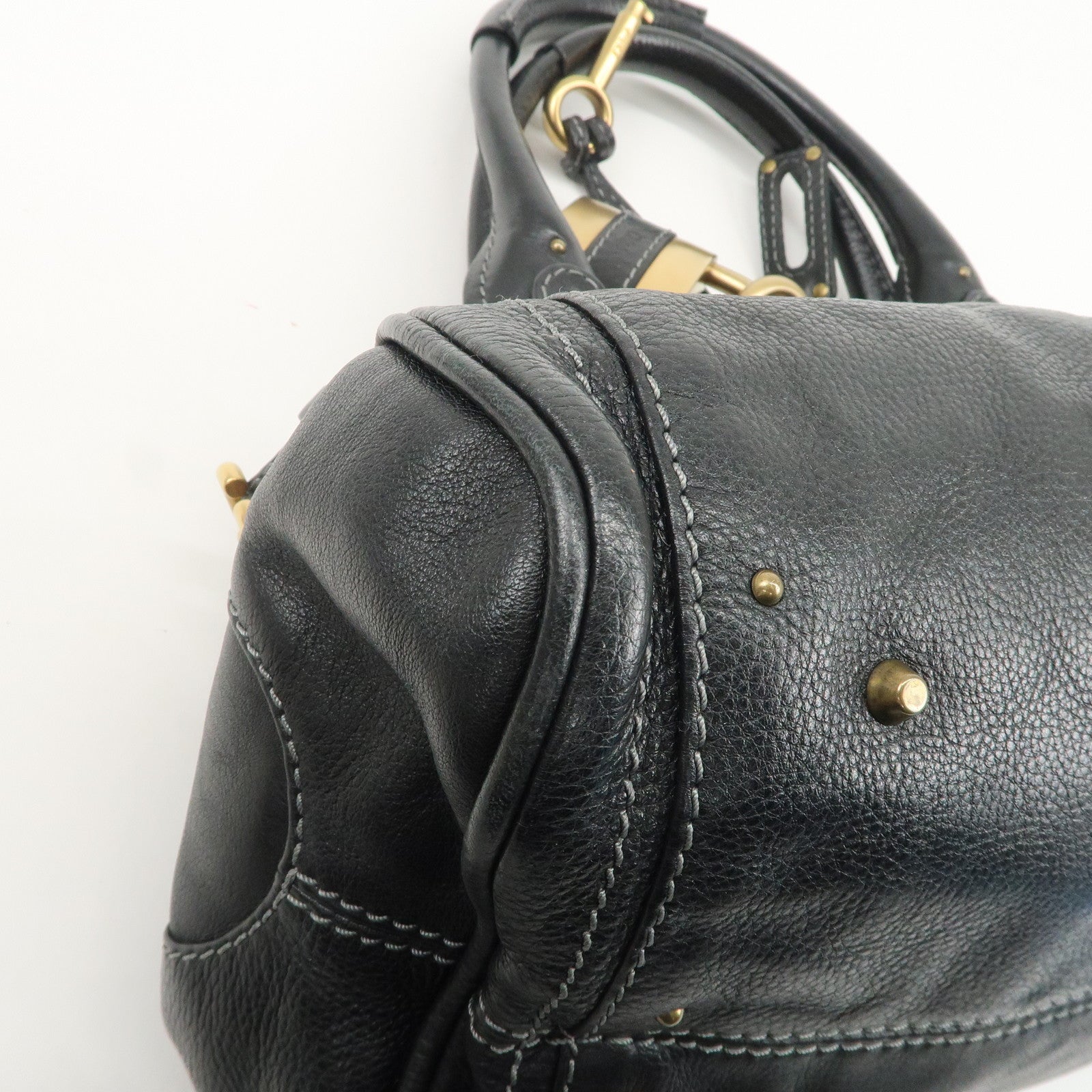 Chloe Paddington Leather Hand Bag Black Gold Hardware Used