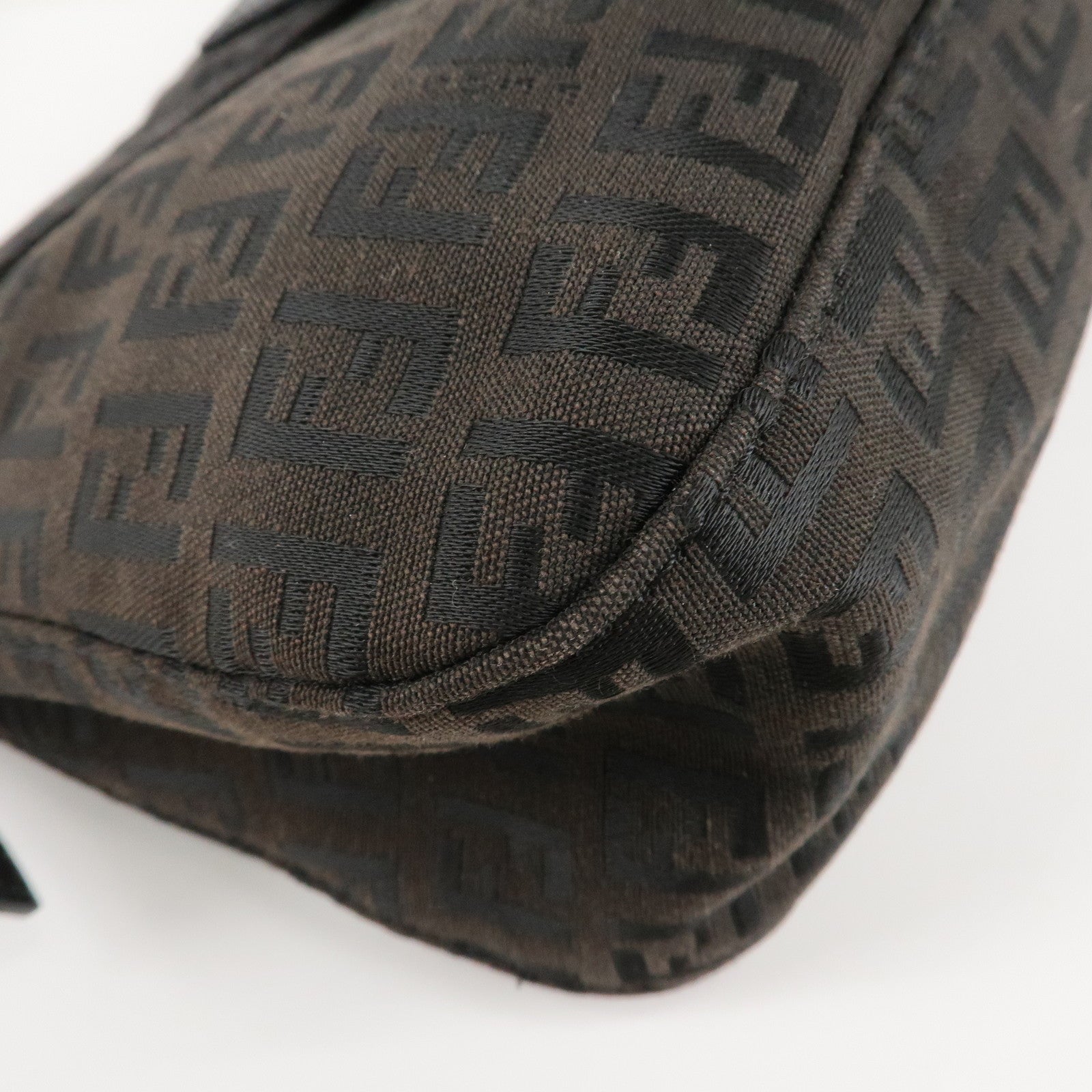 FENDI Mamma Baguette Zucchino Canvas Leather Shoulder Bag 8BR003 Used
