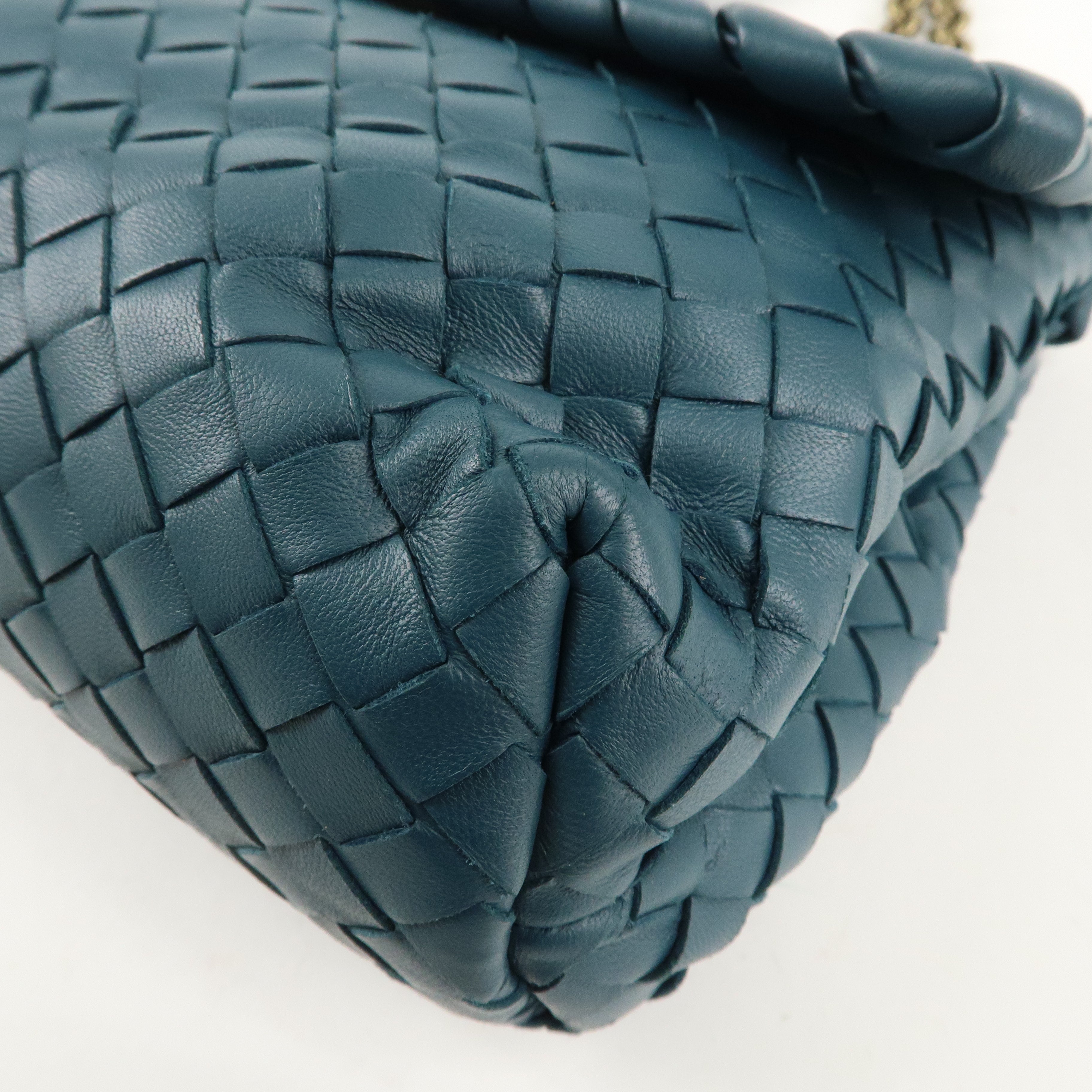 BOTTEGA VENETA Intrecciato Leather Chain Shoulder Bag Green