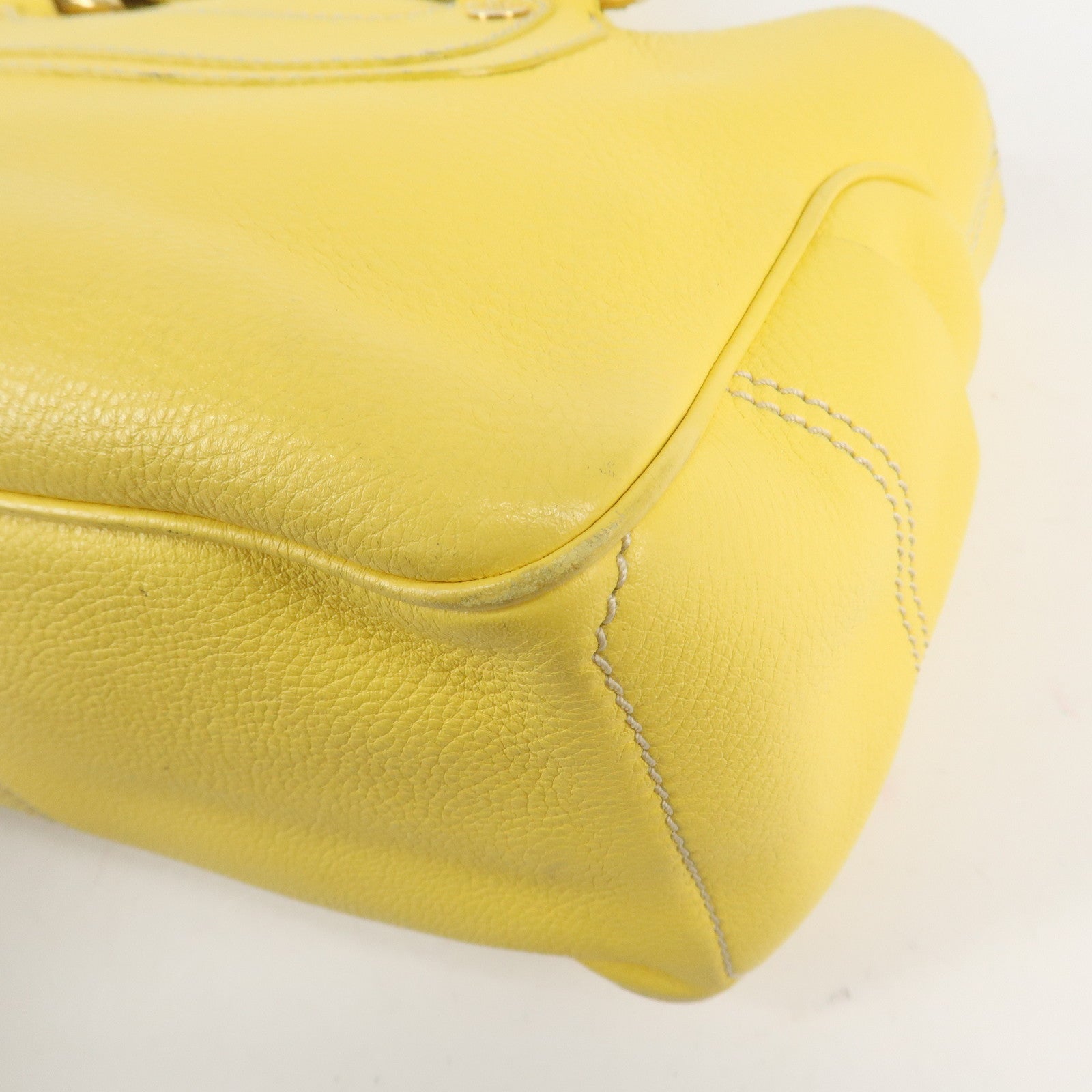 CELINE Leather Boogie Bag Hand Bag Tote Bag Yellow Gold HDW Used