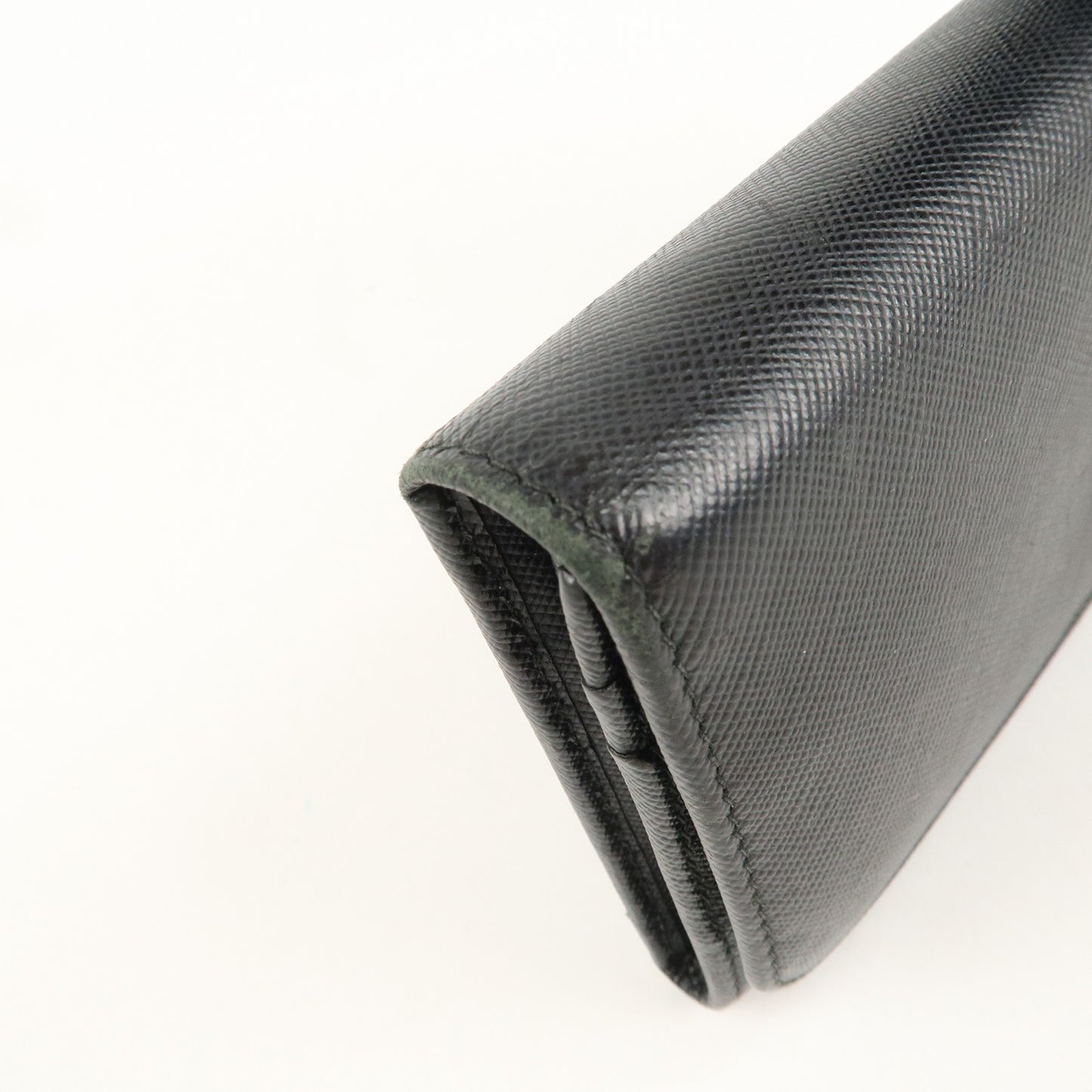 PRADA Logo Saffiano Leather Bi-fold Long Wallet Black Noir