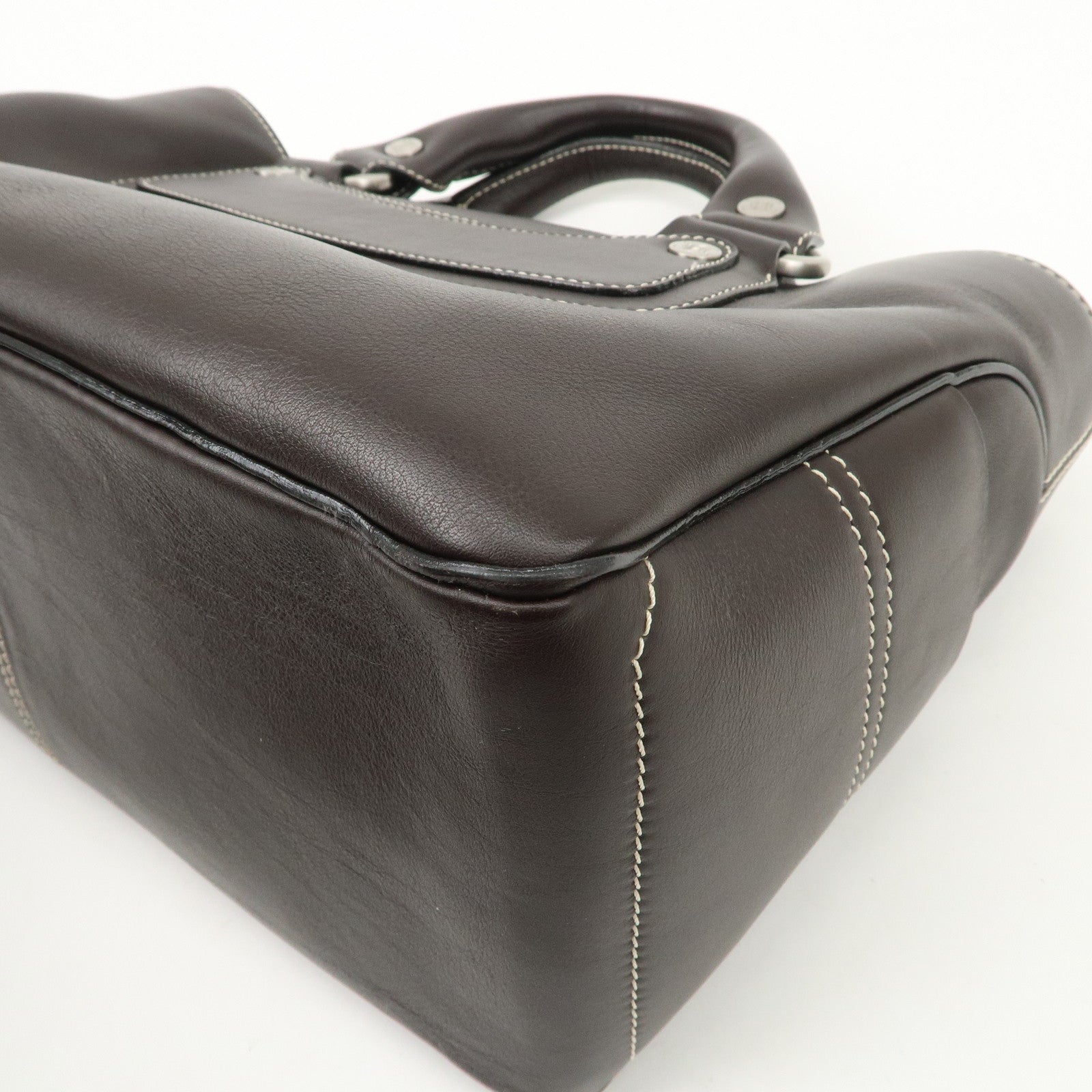 CELINE Leather Boogie Bag Hand Bag Brown Silver HDW CE00/23 Used