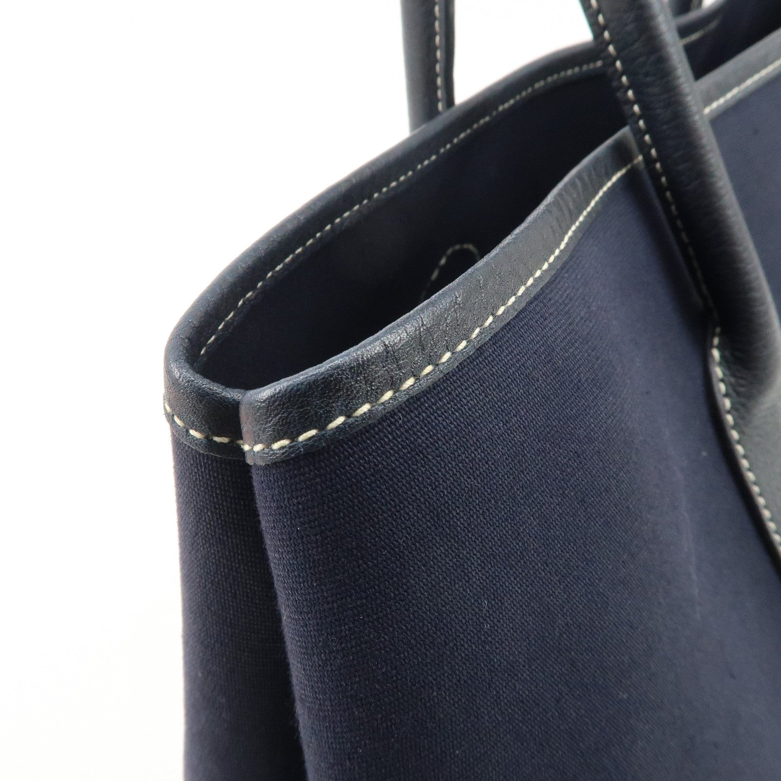 HERMES Toile Officier Leather Garden Party Tote Bag I Stamped Used