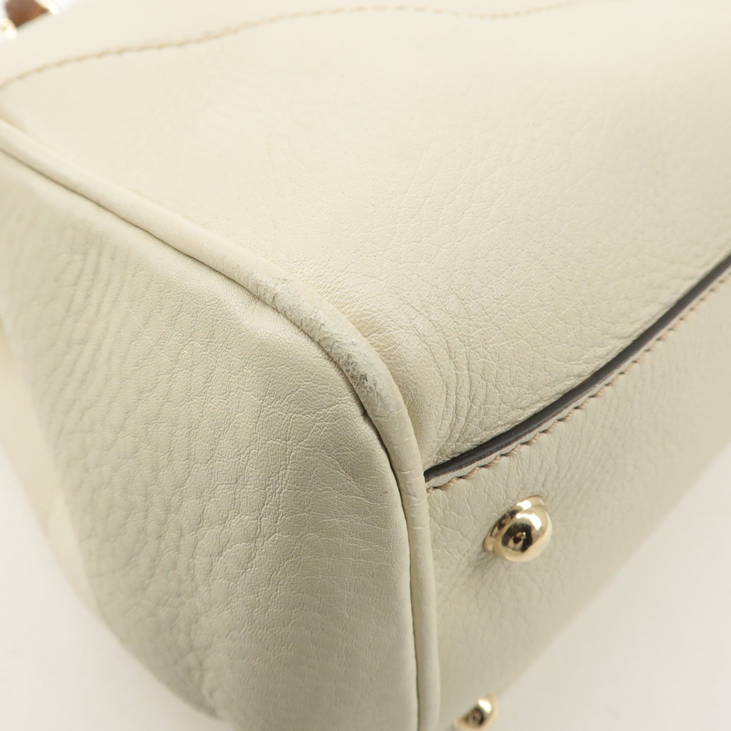 GUCCI Bamboo Leather Hand Bag Ivory 282317