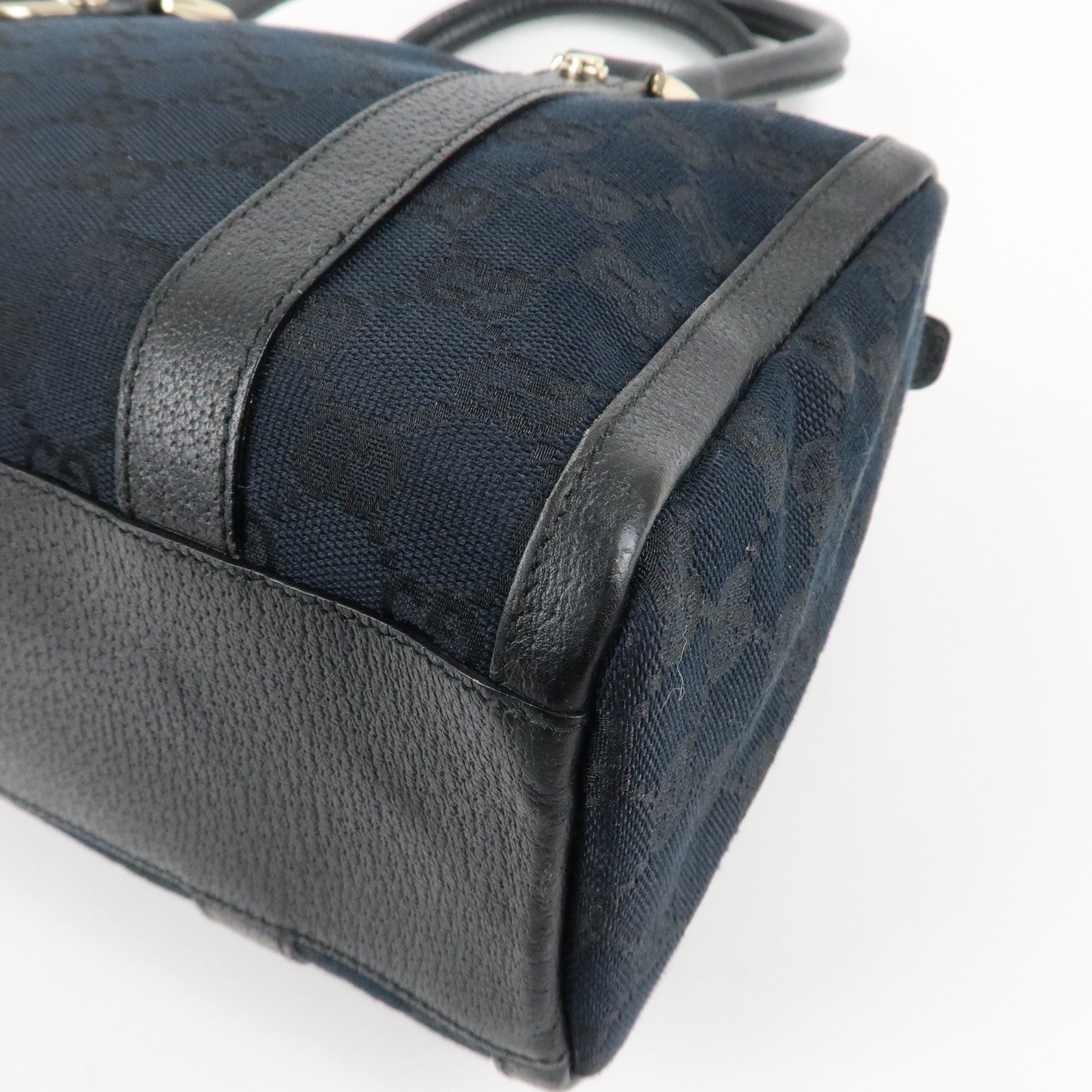 GUCCI Abbey GG Canvas Leather Mini Boston Bag Black 130942 Used