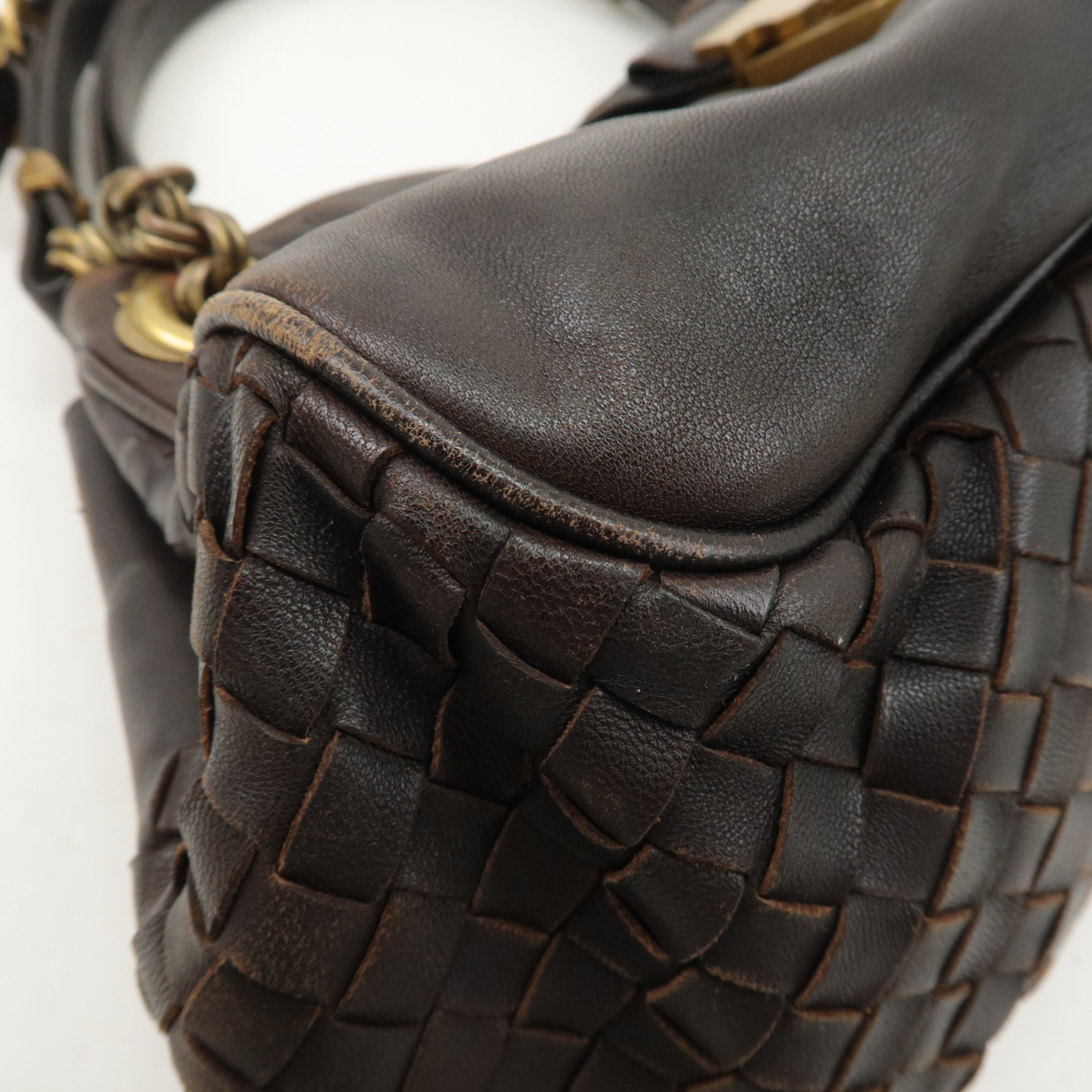 BOTTEGA VENETA Intrecciato Leather Hand Shoulder Bag Brown 162114