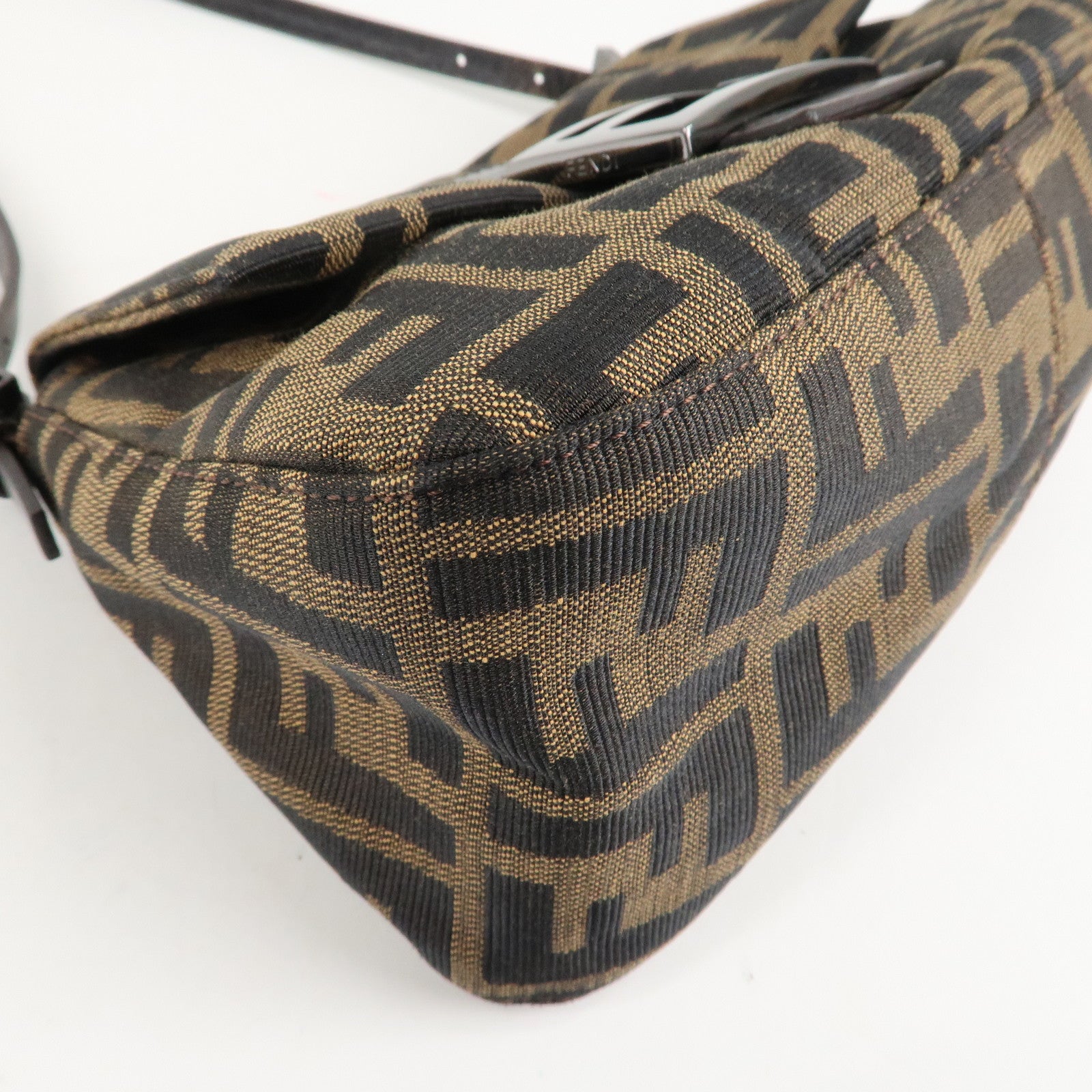 FENDI Mini Mamma Baguette Zucca Shoulder Bag Black Brown 8BR180 Used