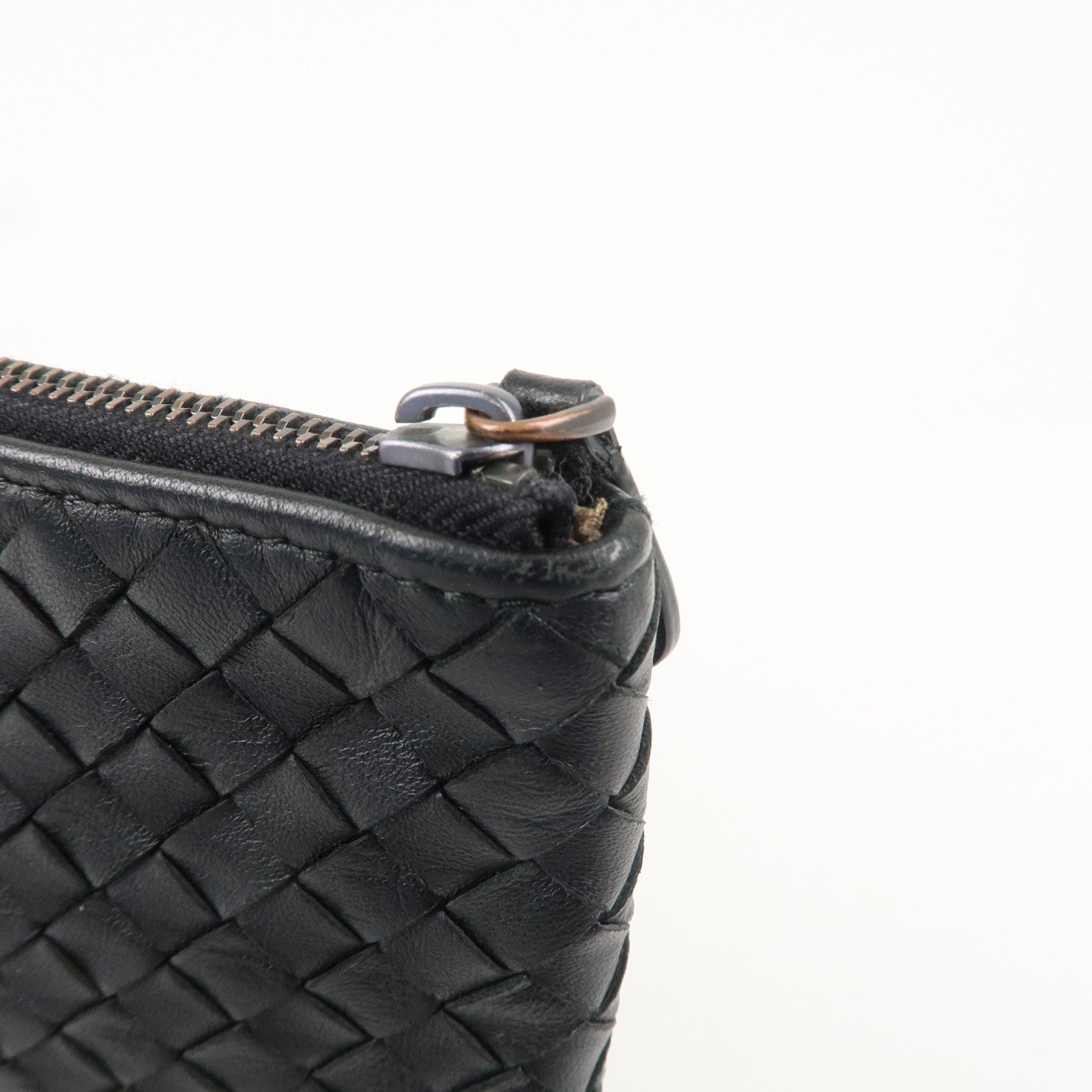 BOTTEGA VENETA Intrecciato Leather Clutch Bag Black 522250