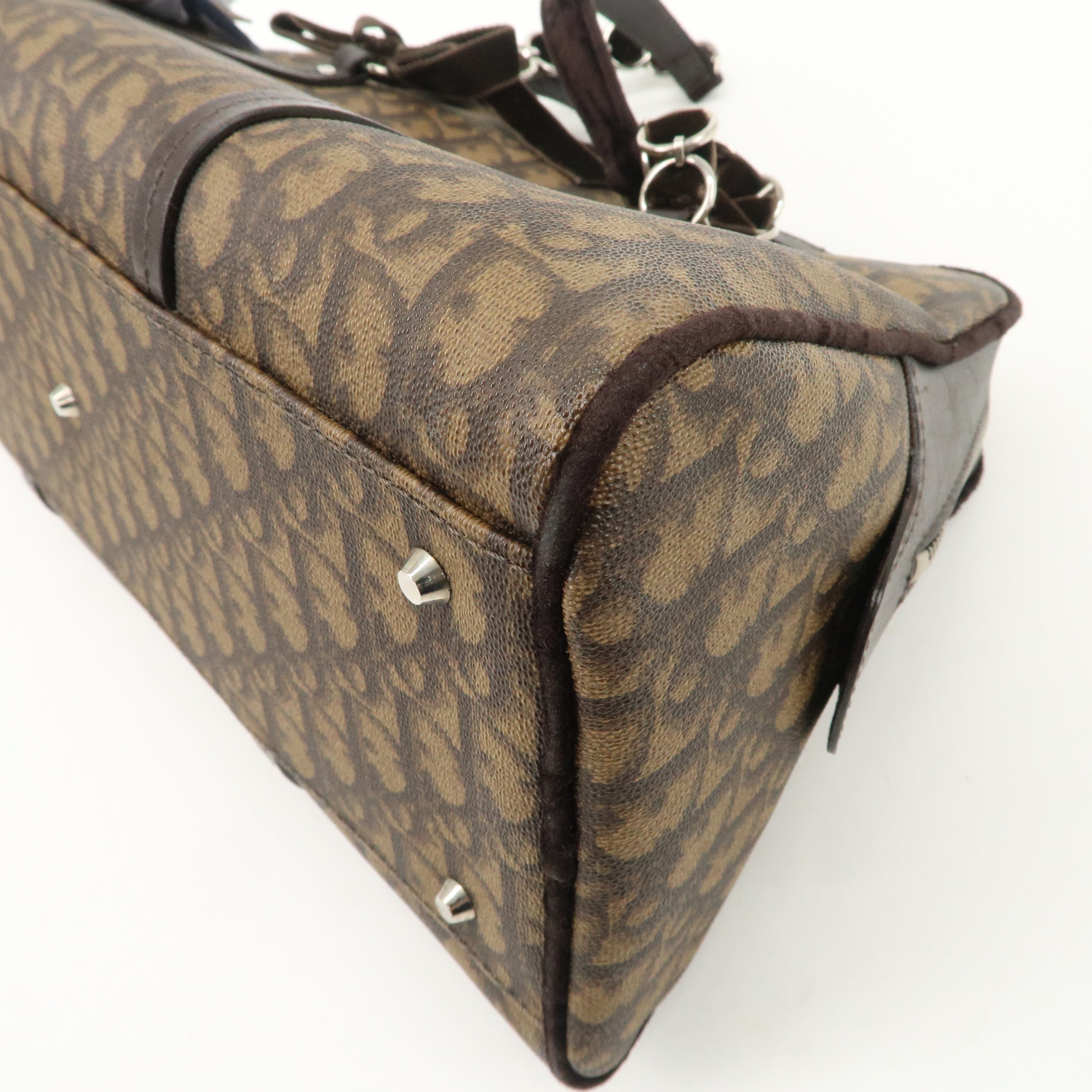 Christian Dior Romantic Trotter PVC Velor Chain Shoulder Bag Used